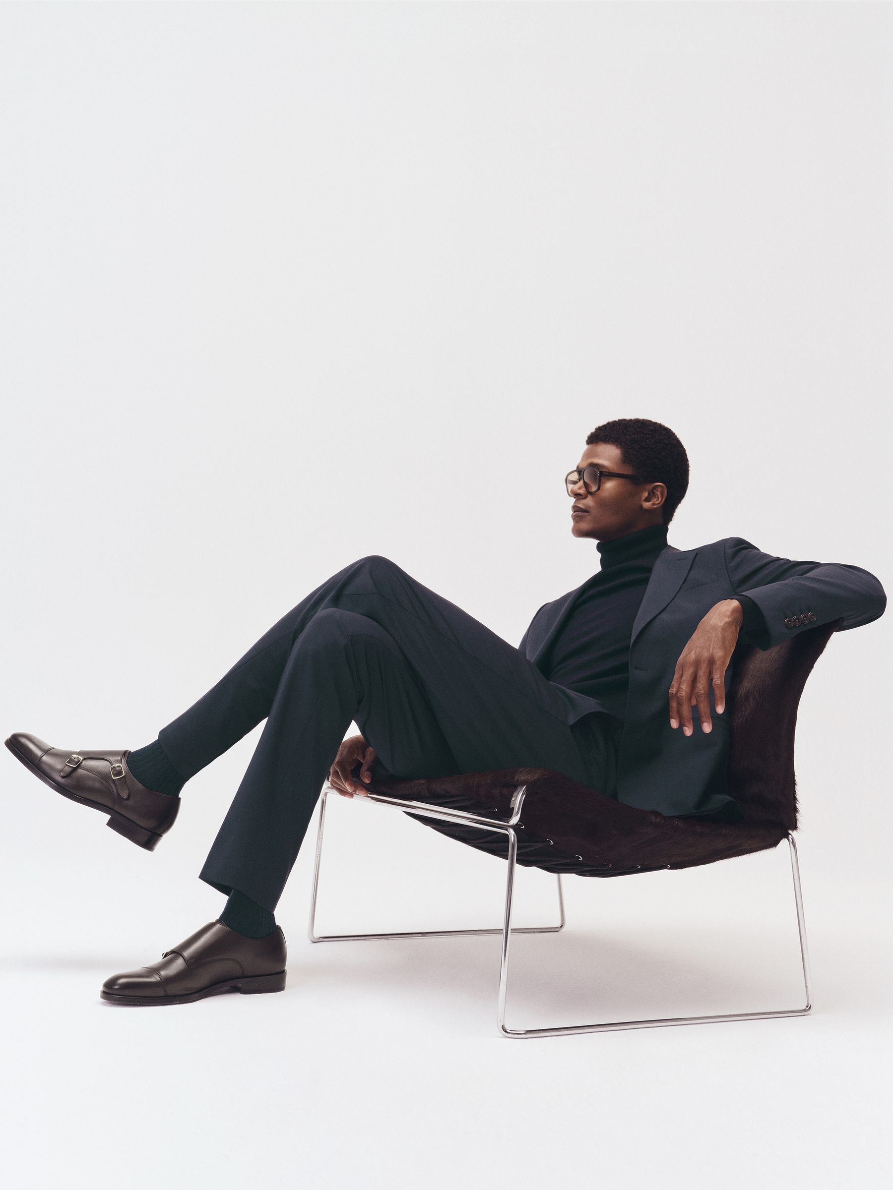 Slim-Fit Wool-Blend Suit Trousers in Navy