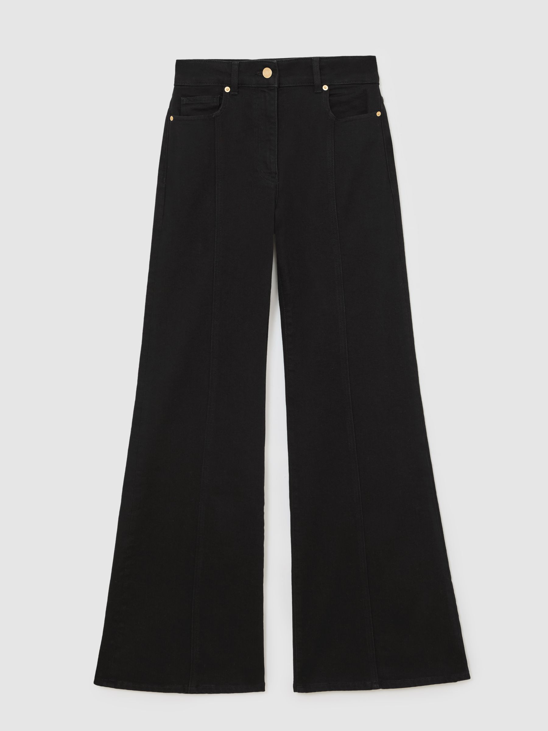 Flared Seam-Detail Jeans in Black