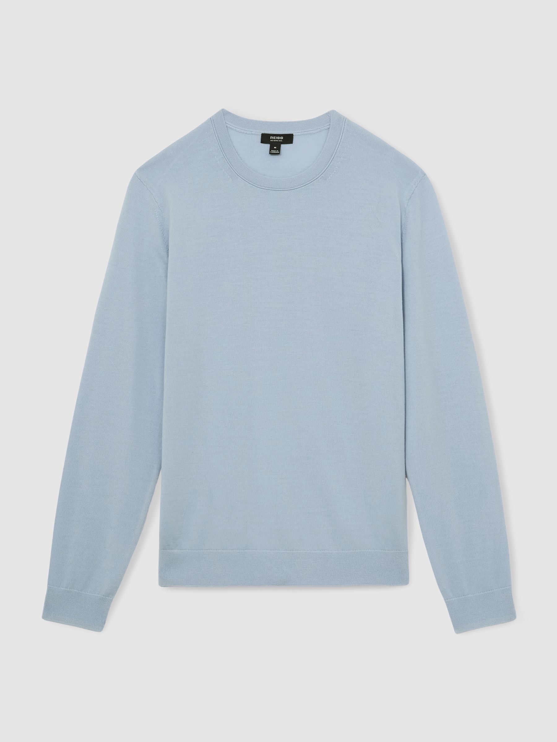 Merino Wool Crew Neck Jumper in Soft Blue