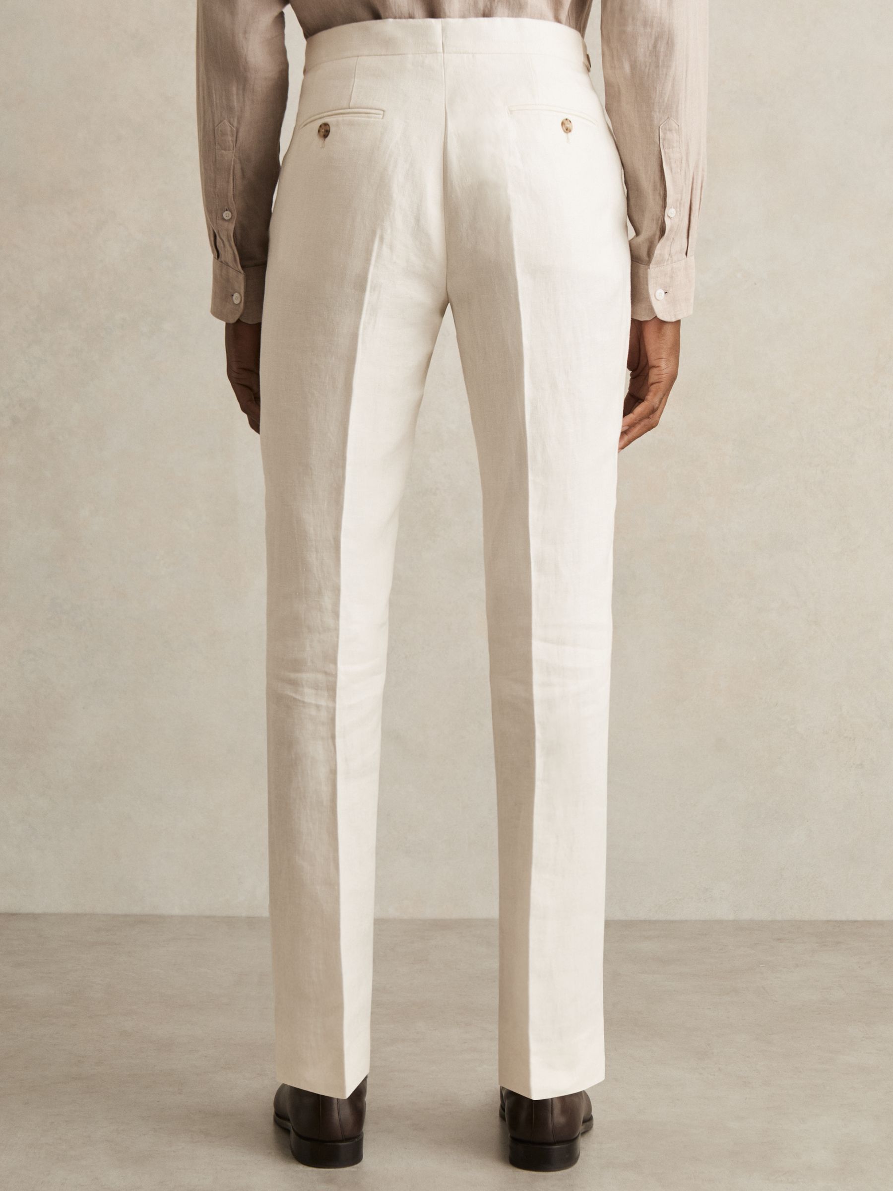 Slim-Fit Linen Herringbone Suit Trousers in White