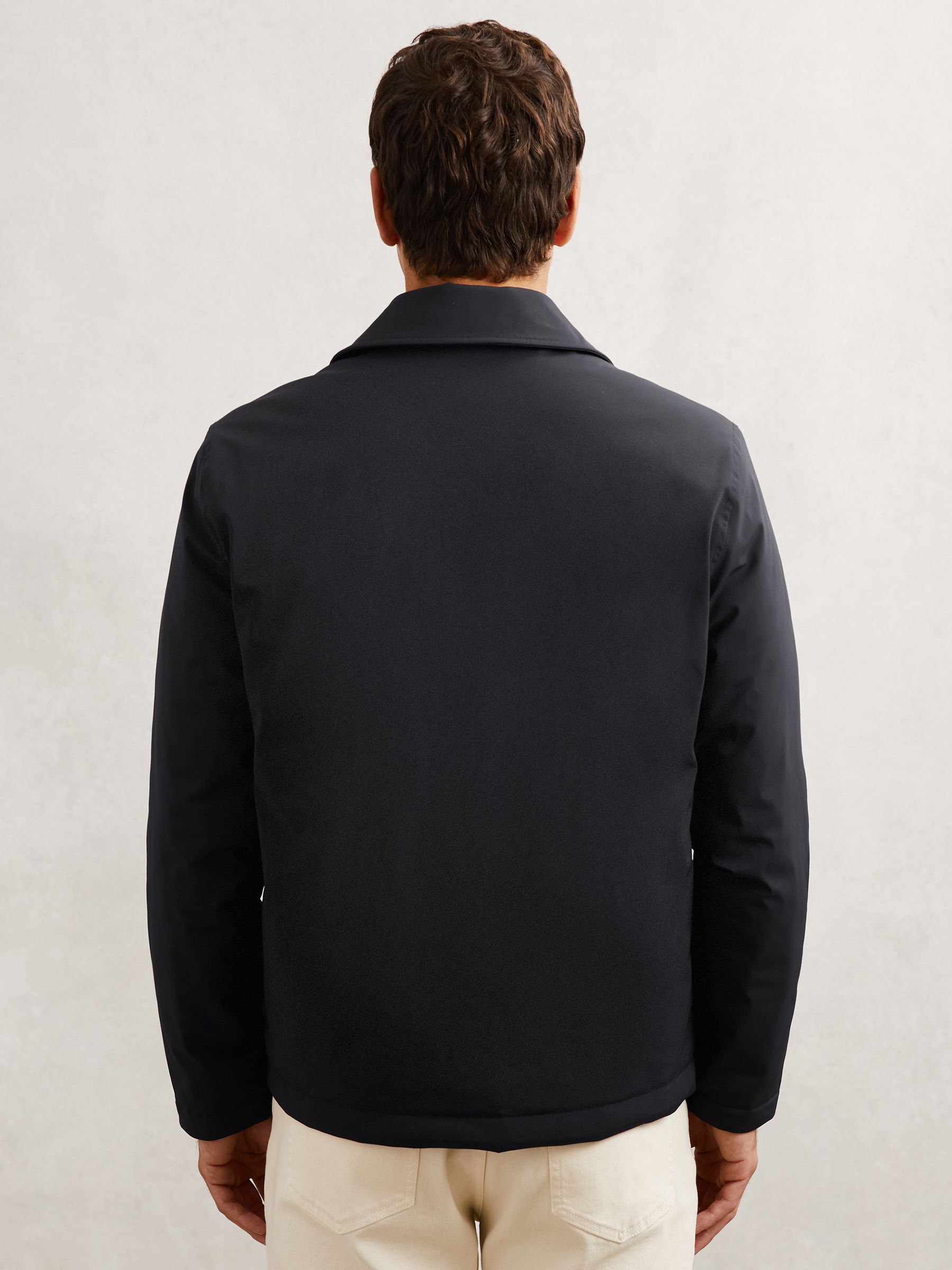 Lightly-Padded Patch-Pocket Overshirt in Navy