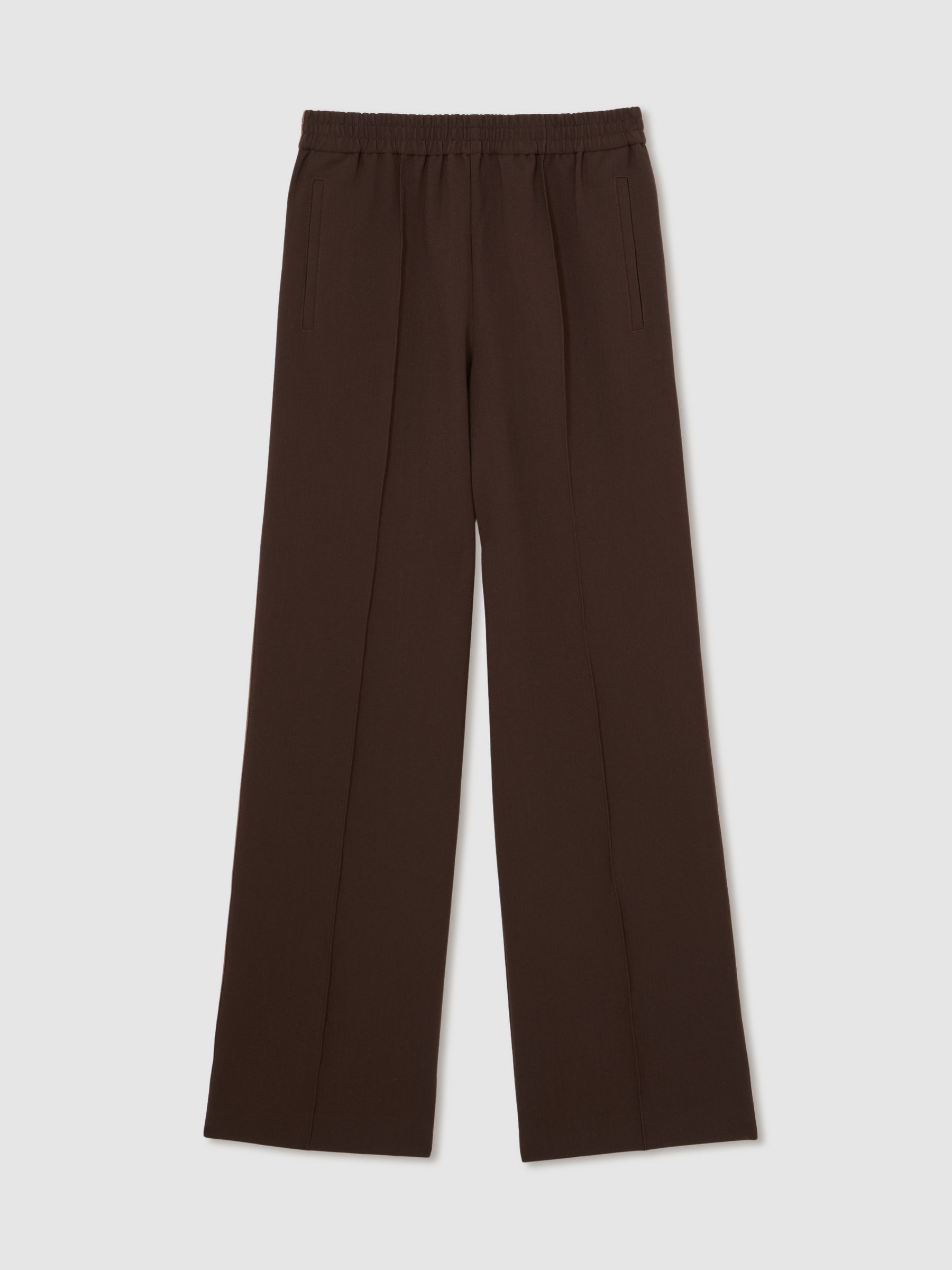 Side-Stripe Wide-Leg Trousers in Chocolate Brown