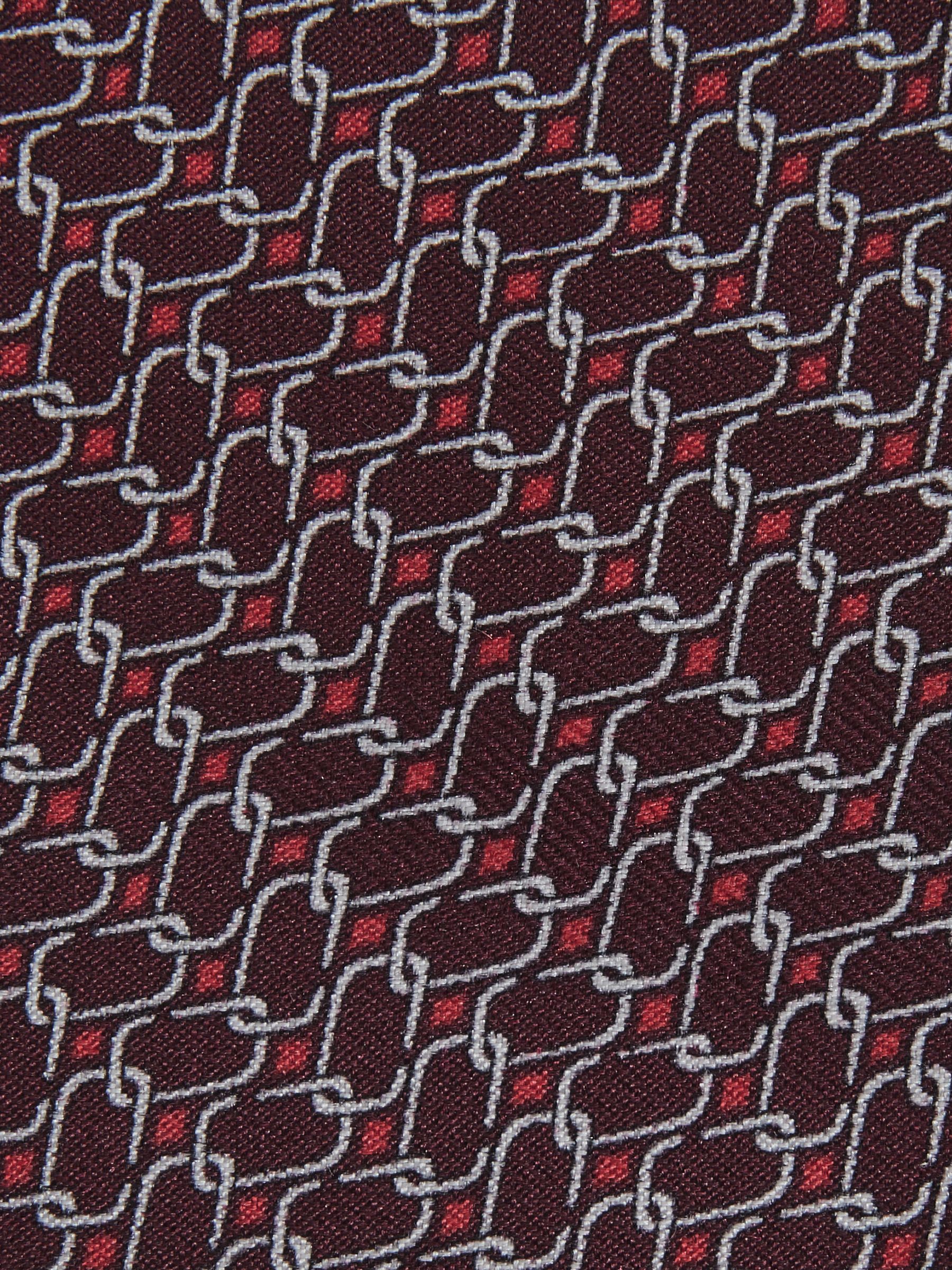 Silk Geometric-Chain Print Tie in Bordeaux