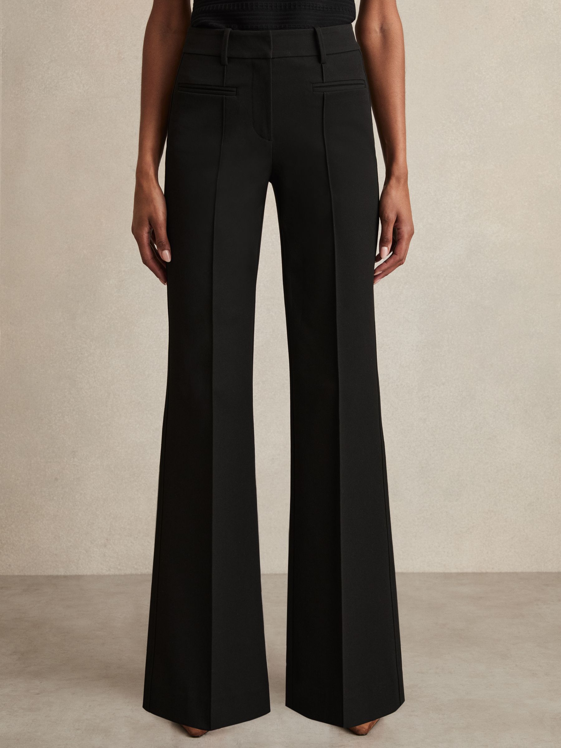 High Rise Flared Trousers in Black