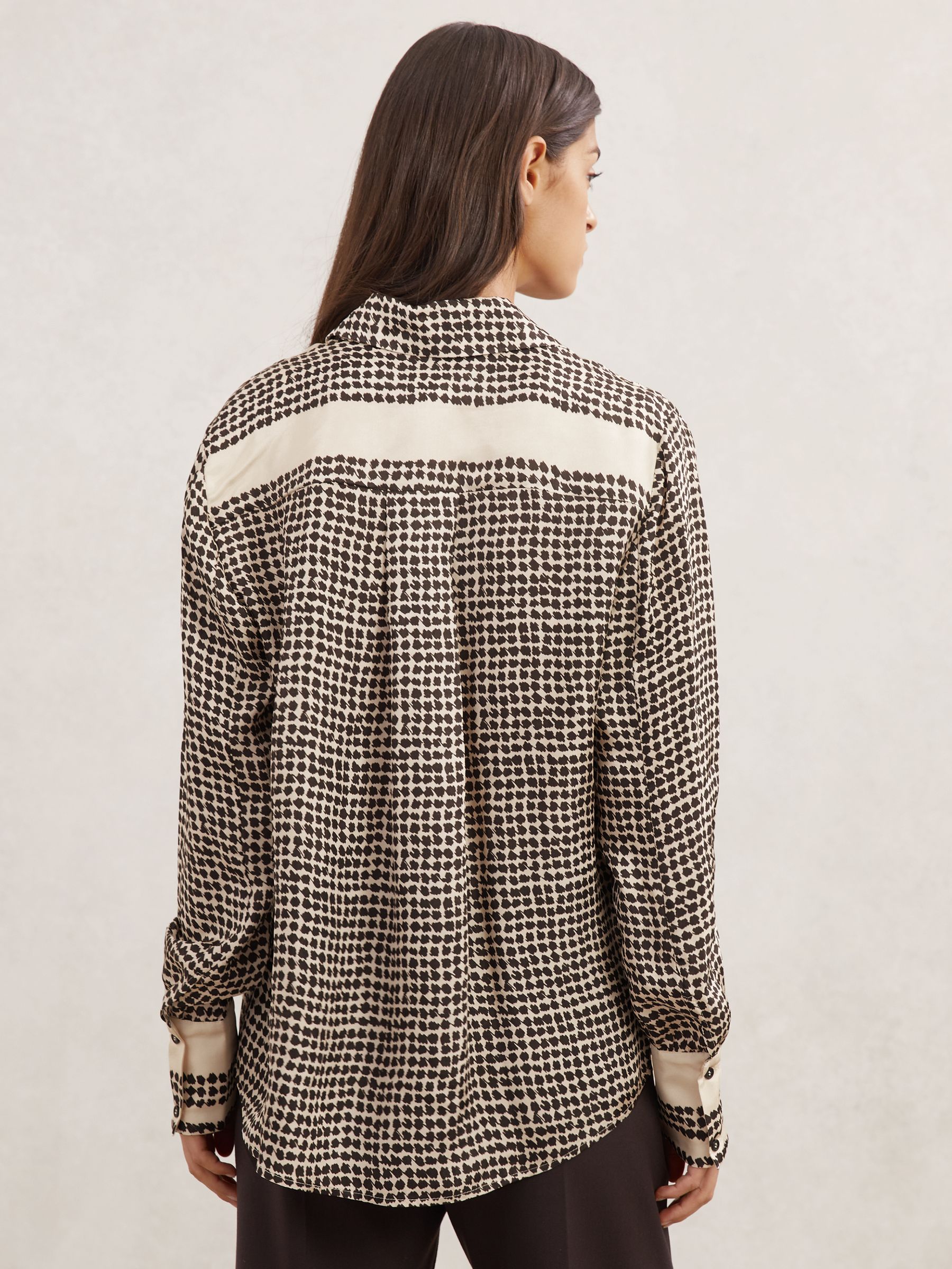 Tile-Print Bib Shirt in Ivory/Black