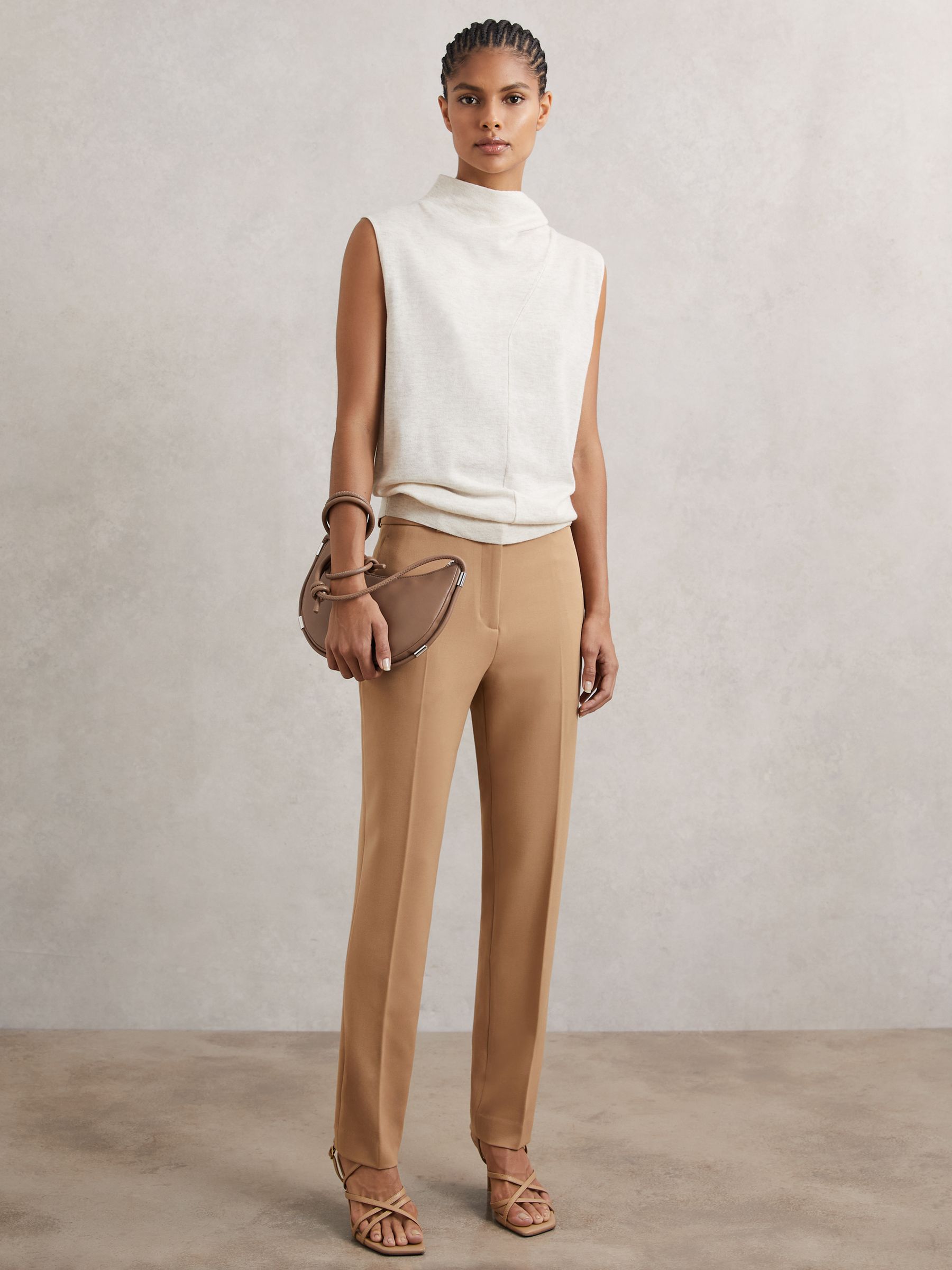 Slim Fit Suit Trousers in Camel
