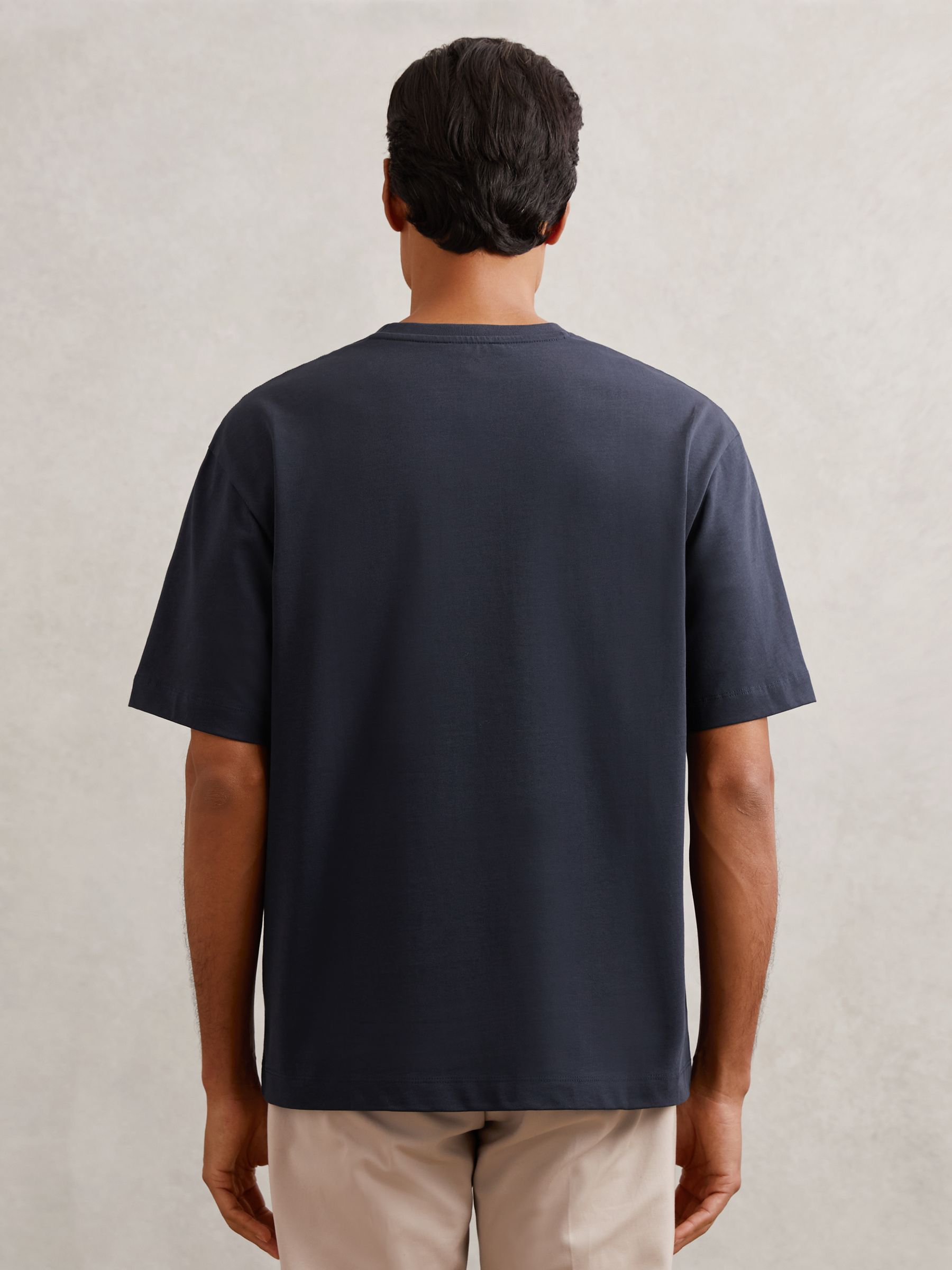 Cotton Garment-Dyed Oversized T-Shirt in Navy