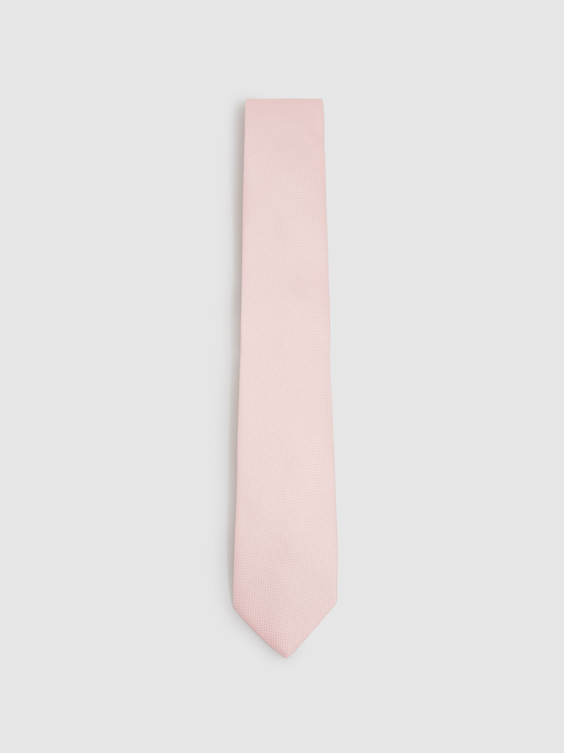Textured Silk Blend Tie in Light Pink