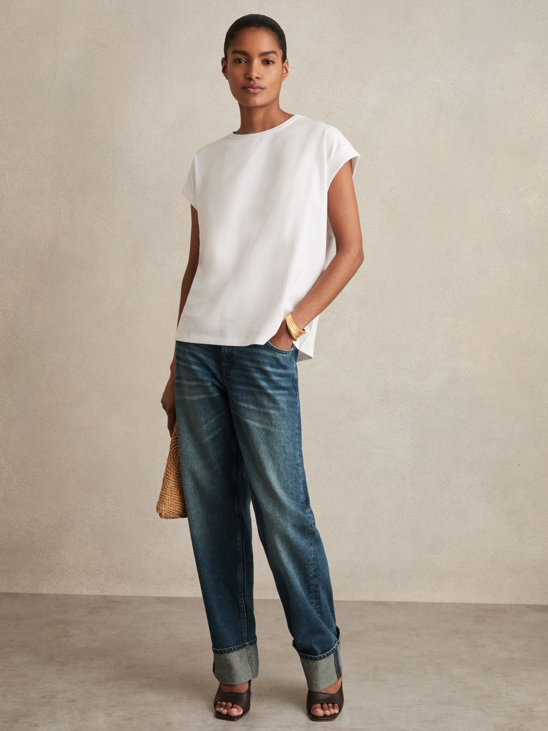 Brushed-Cotton Crew-Neck T-Shirt in White