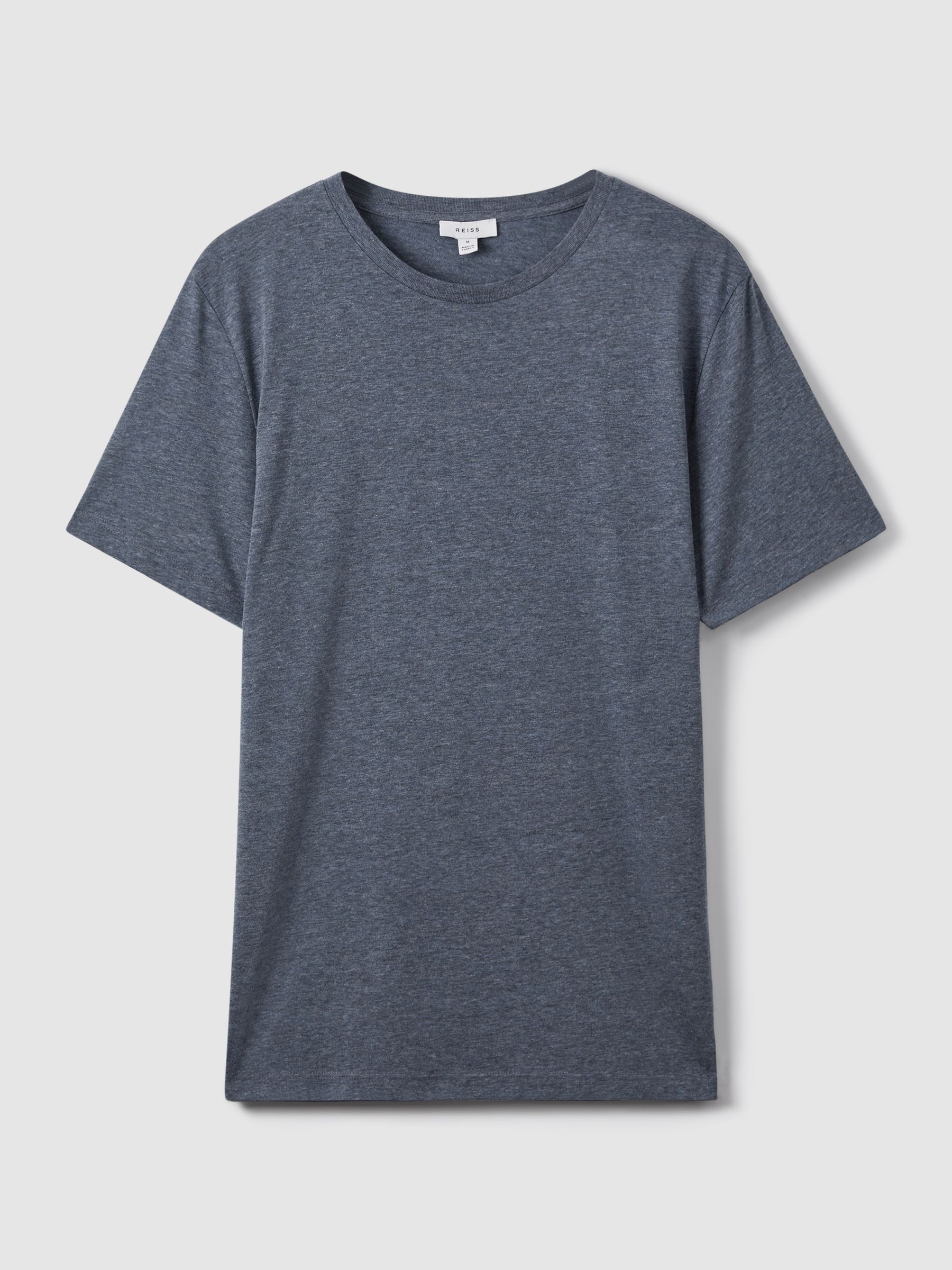 Cotton Crew Neck T-Shirt in Airforce Blue Melange