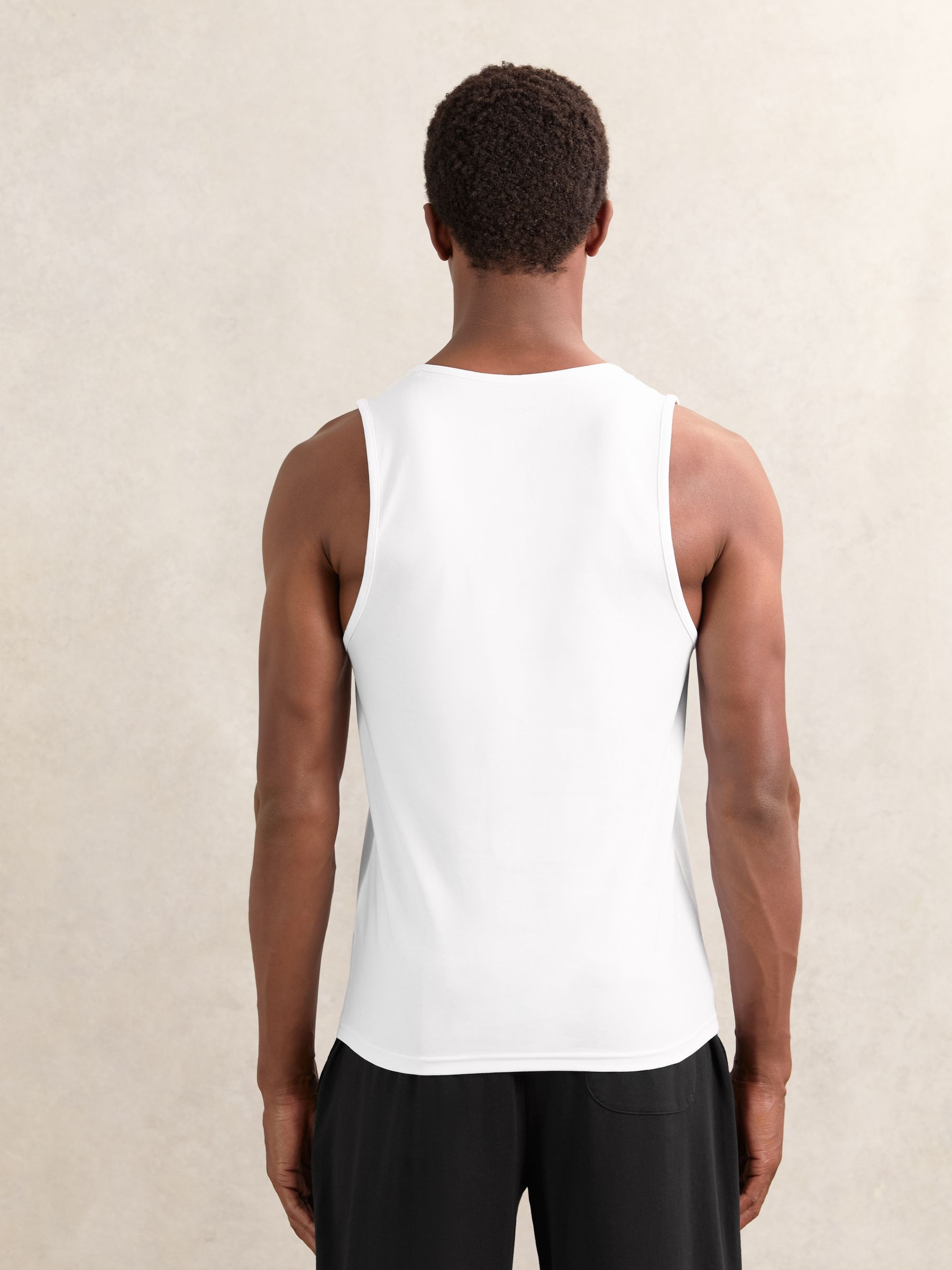 2 Pack Stretch-Cotton Loungewear Vests in White/Black