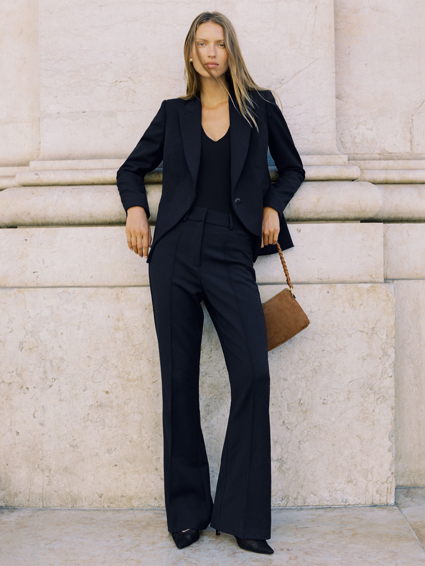Flared Suit Trousers in Black