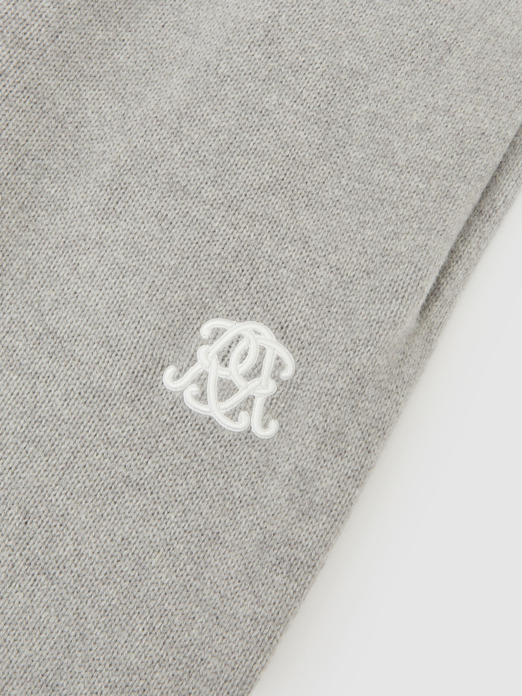 Monogram Wool Wide-Leg Knitted Joggers in Grey Melange