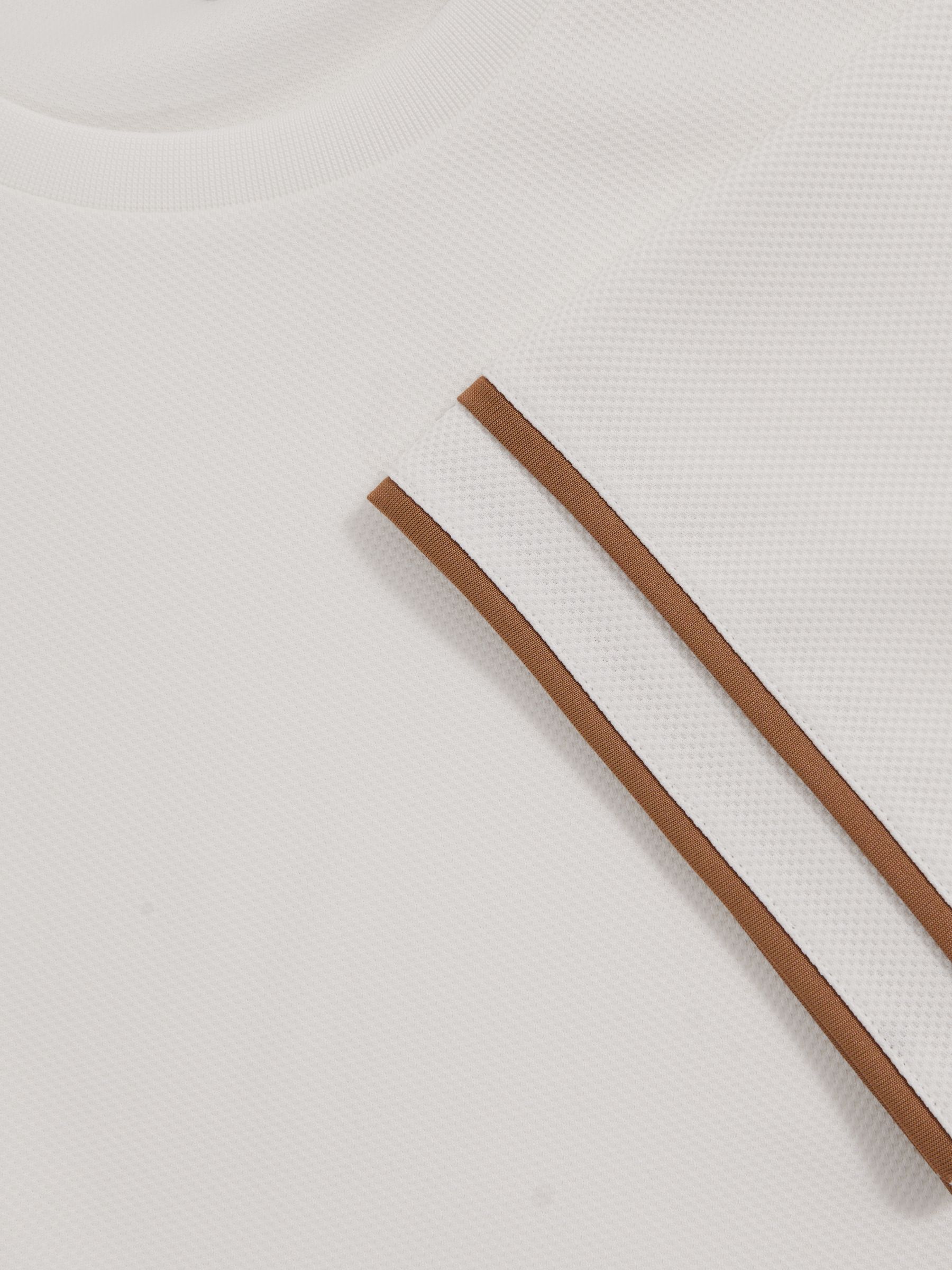 Textured Crew-Neck Tipped T-Shirt in White
