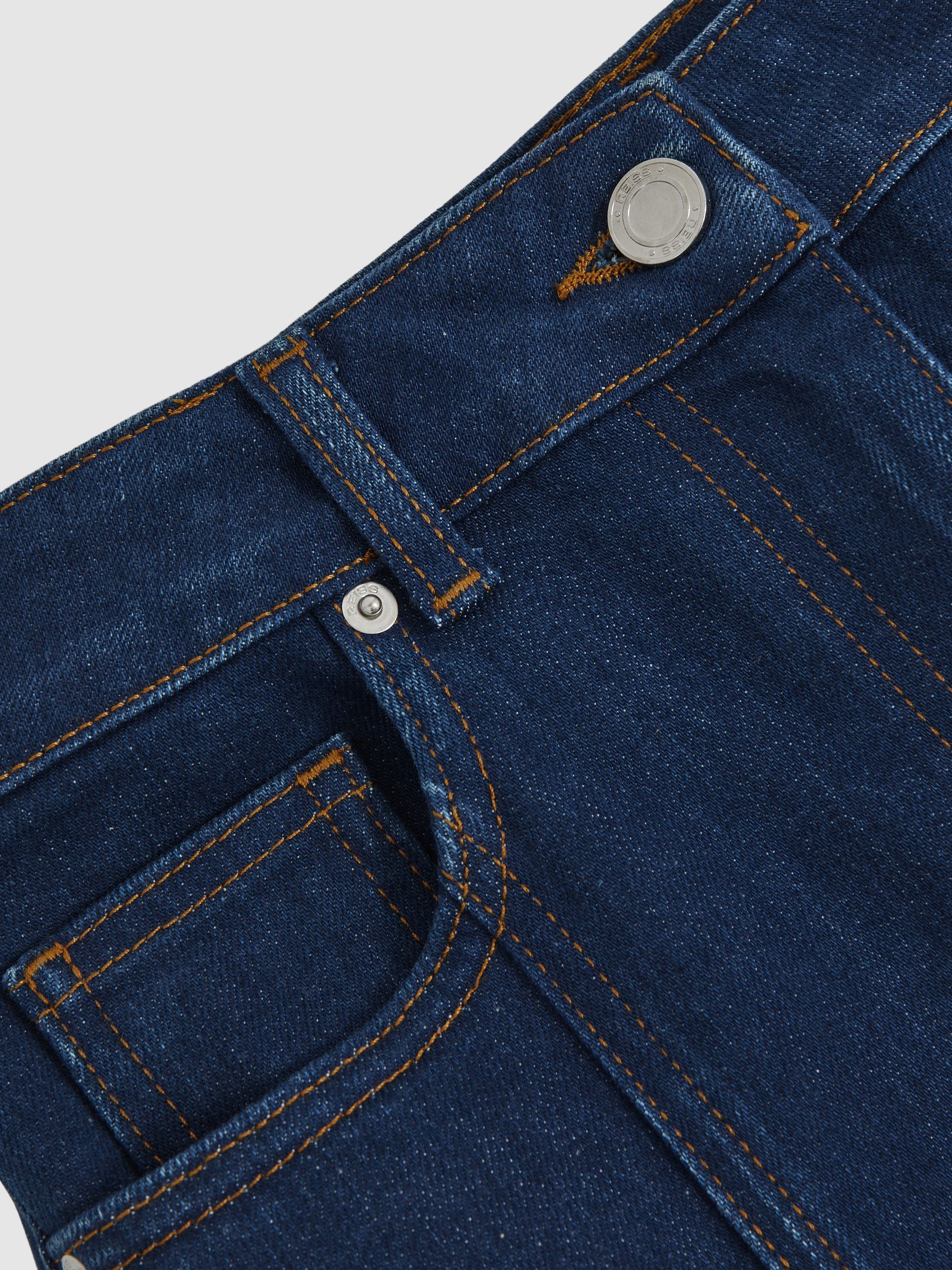 Flared Seam-Detail Jeans in Blue