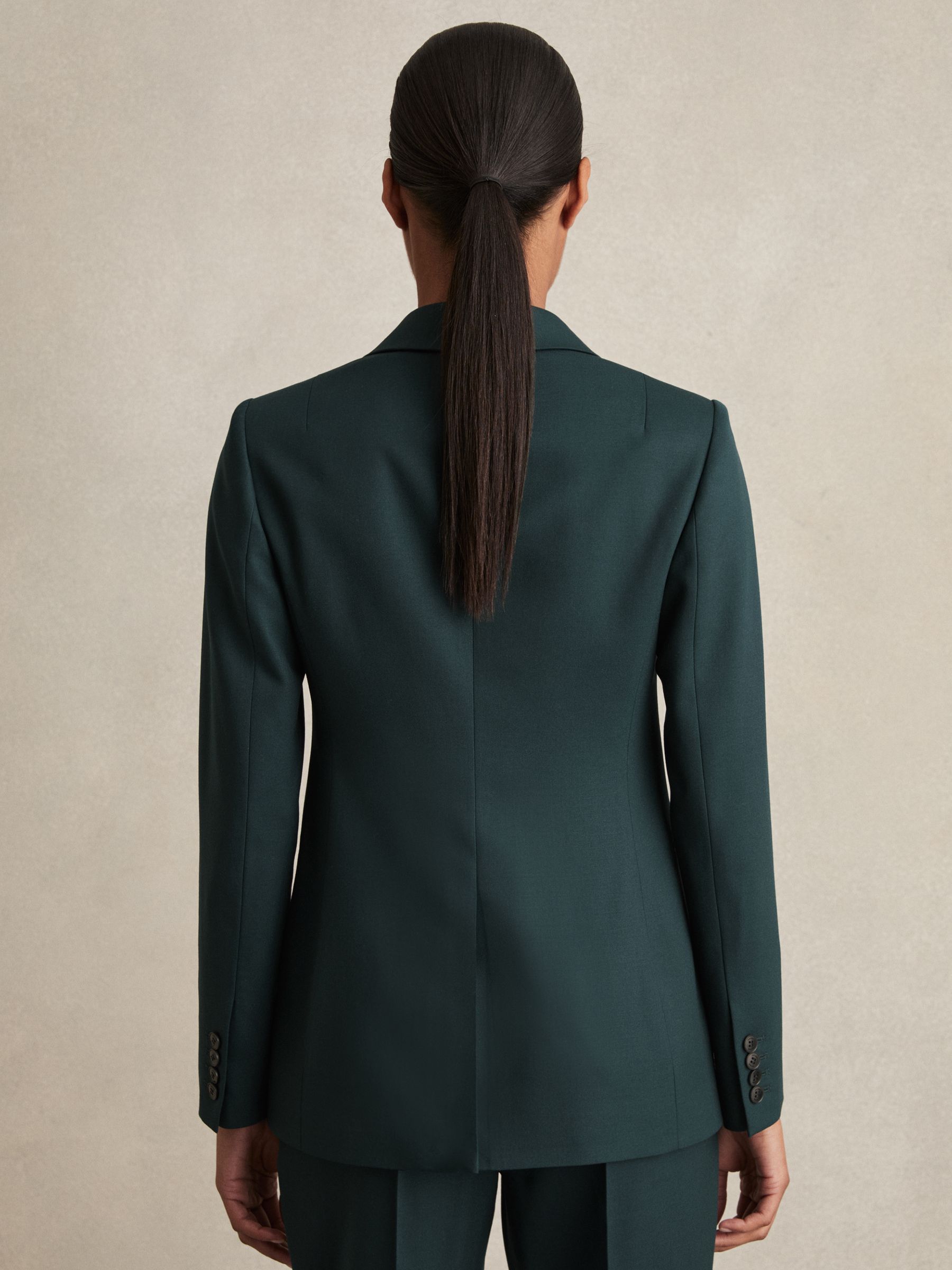 Wool-Blend Single-Breasted Suit Blazer in Green