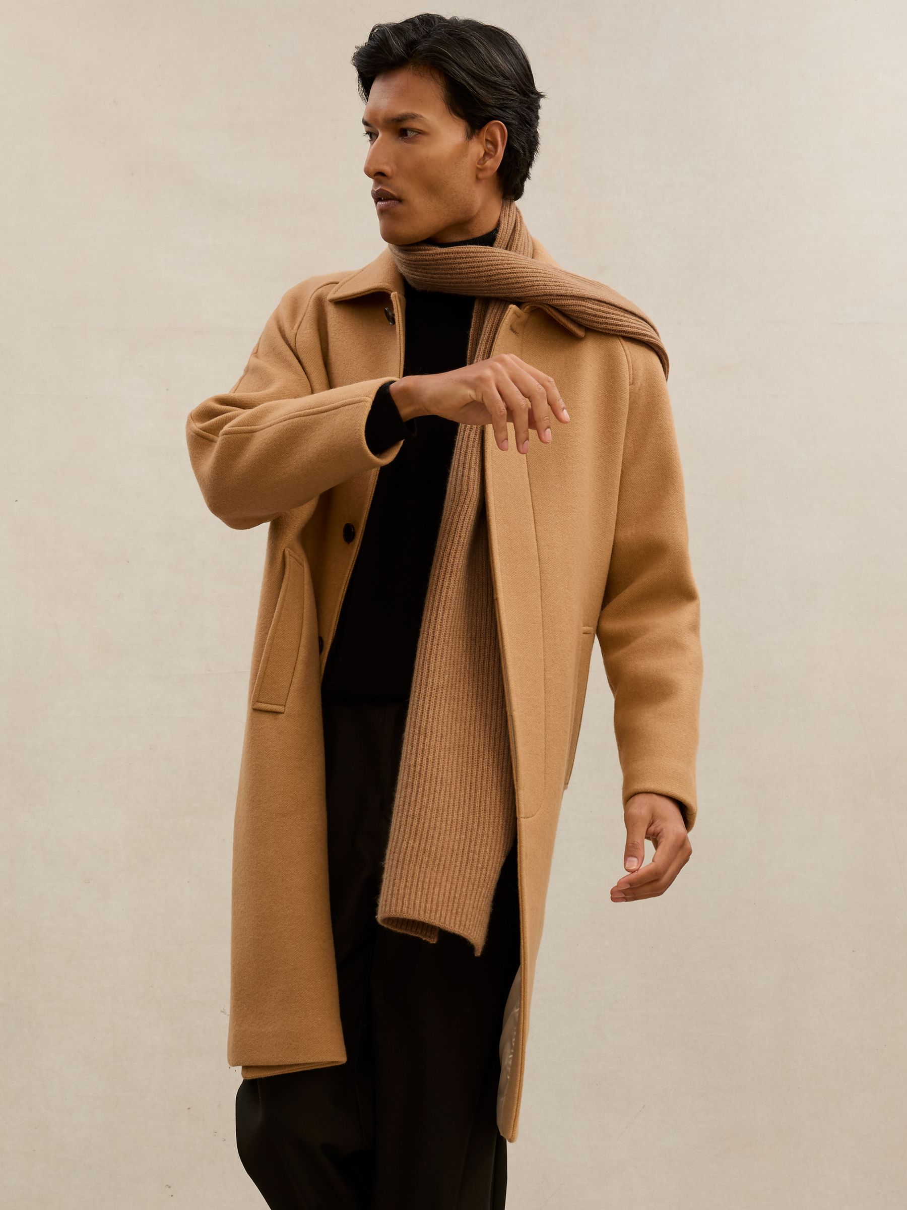 Atelier 100% Cashmere Rib-Knit Scarf in Oatmeal