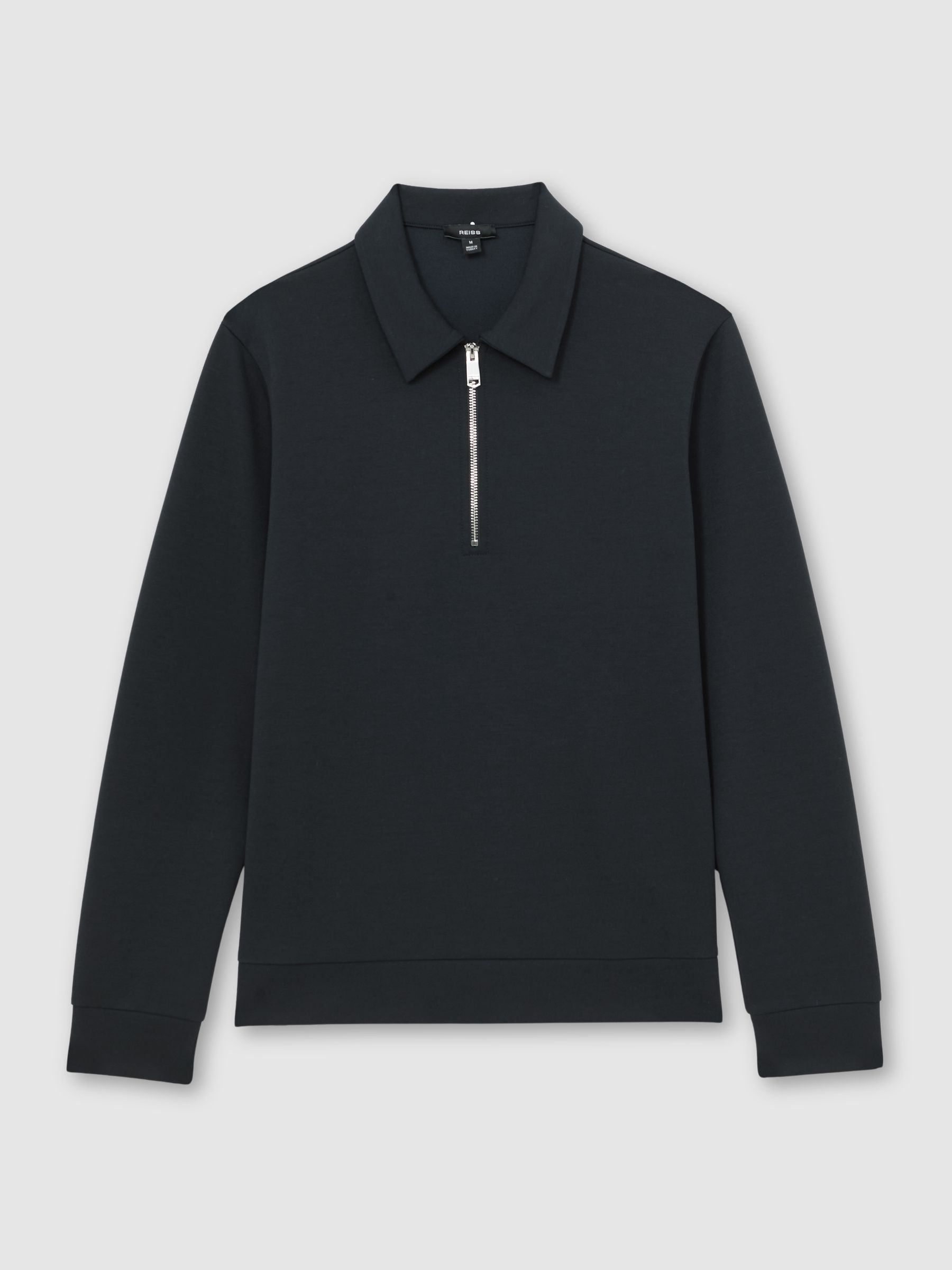 Interlock Half-Zip Polo Sweatshirt in Navy Blue