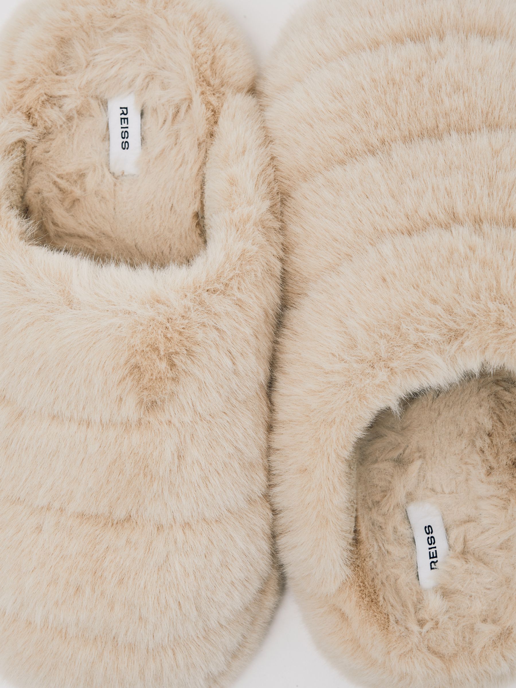 Faux Fur Slippers in Cream