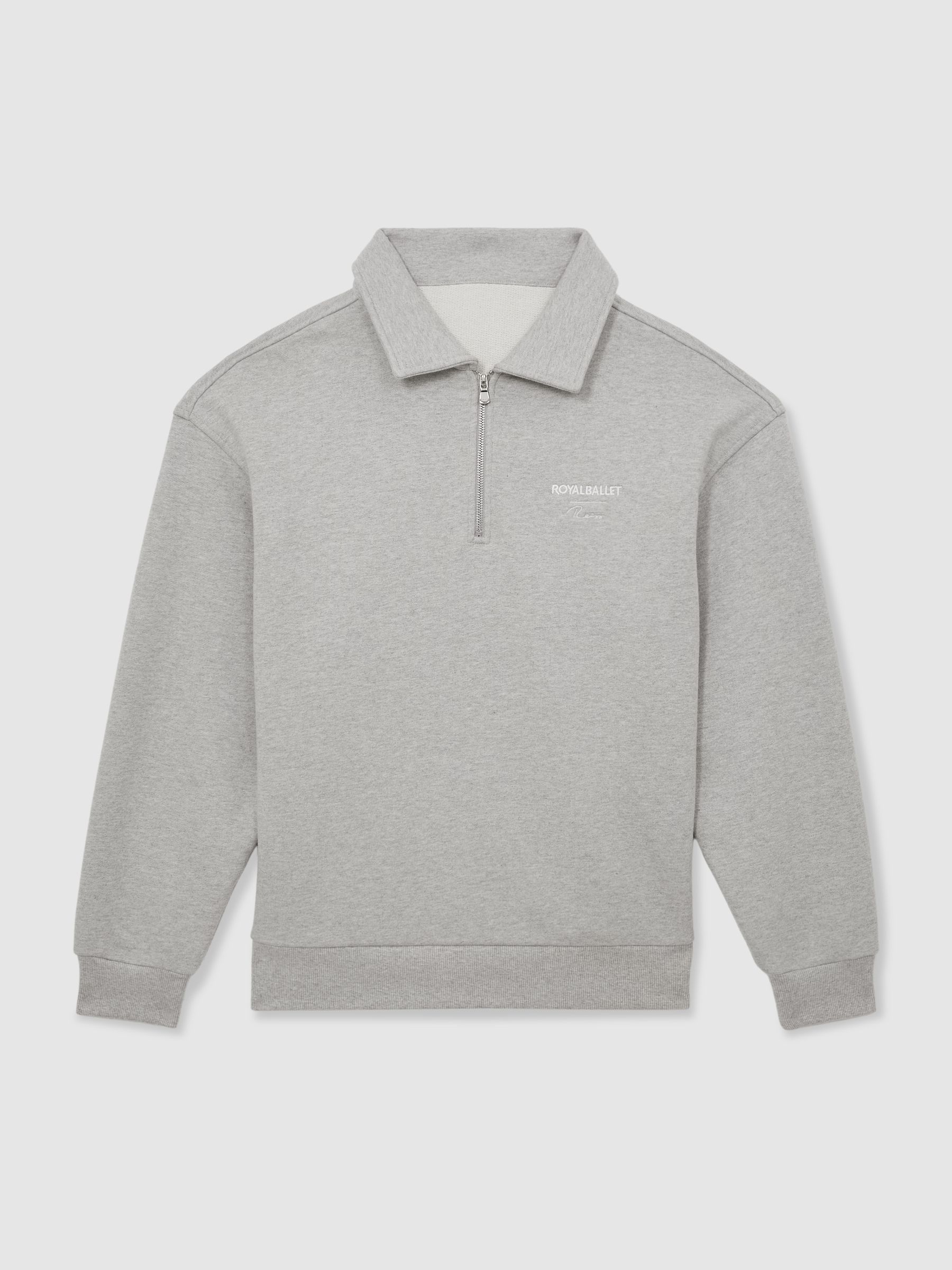 Reiss | Royal Ballet Zip Sweatshirt Unisex Fit in Grey Melange