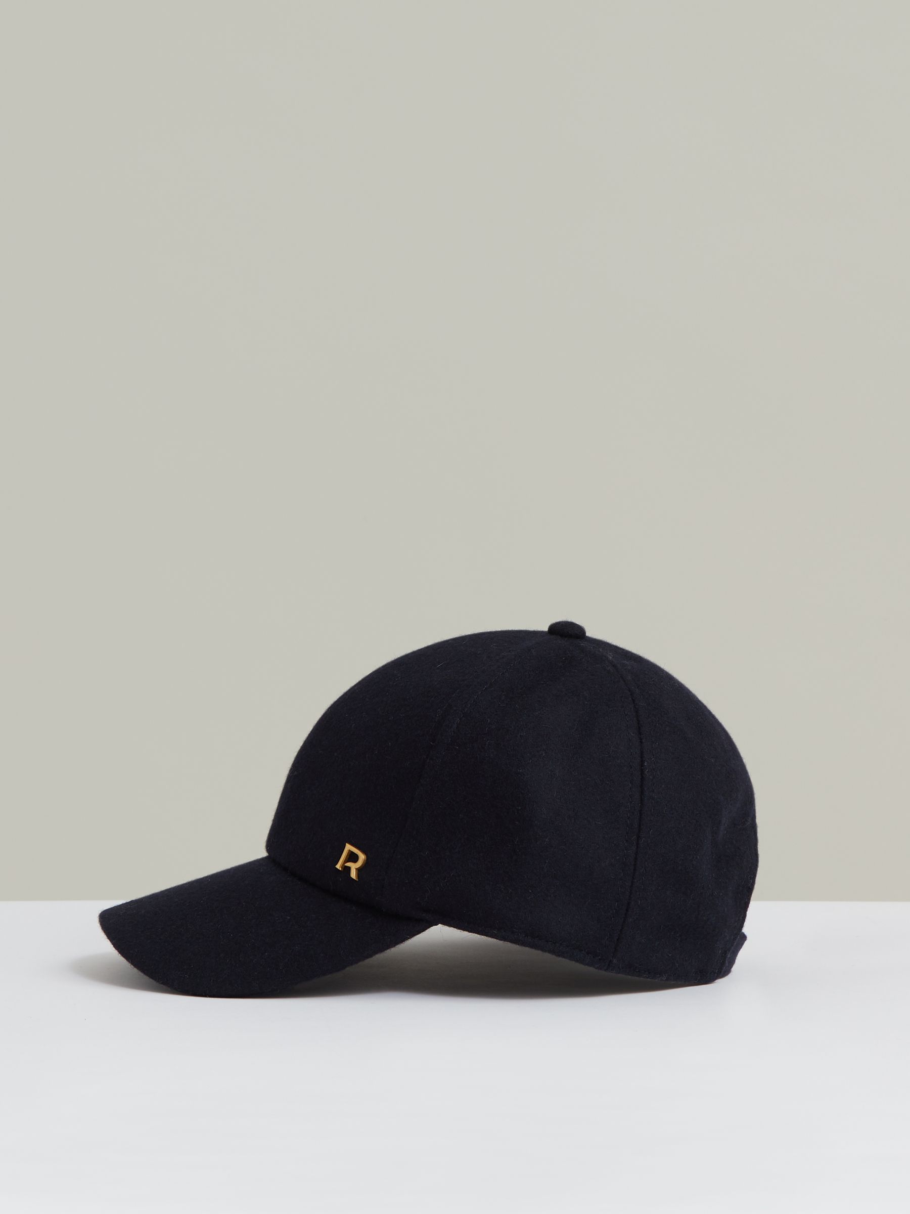 Wool-Blend Flannel Baseball Cap in Navy