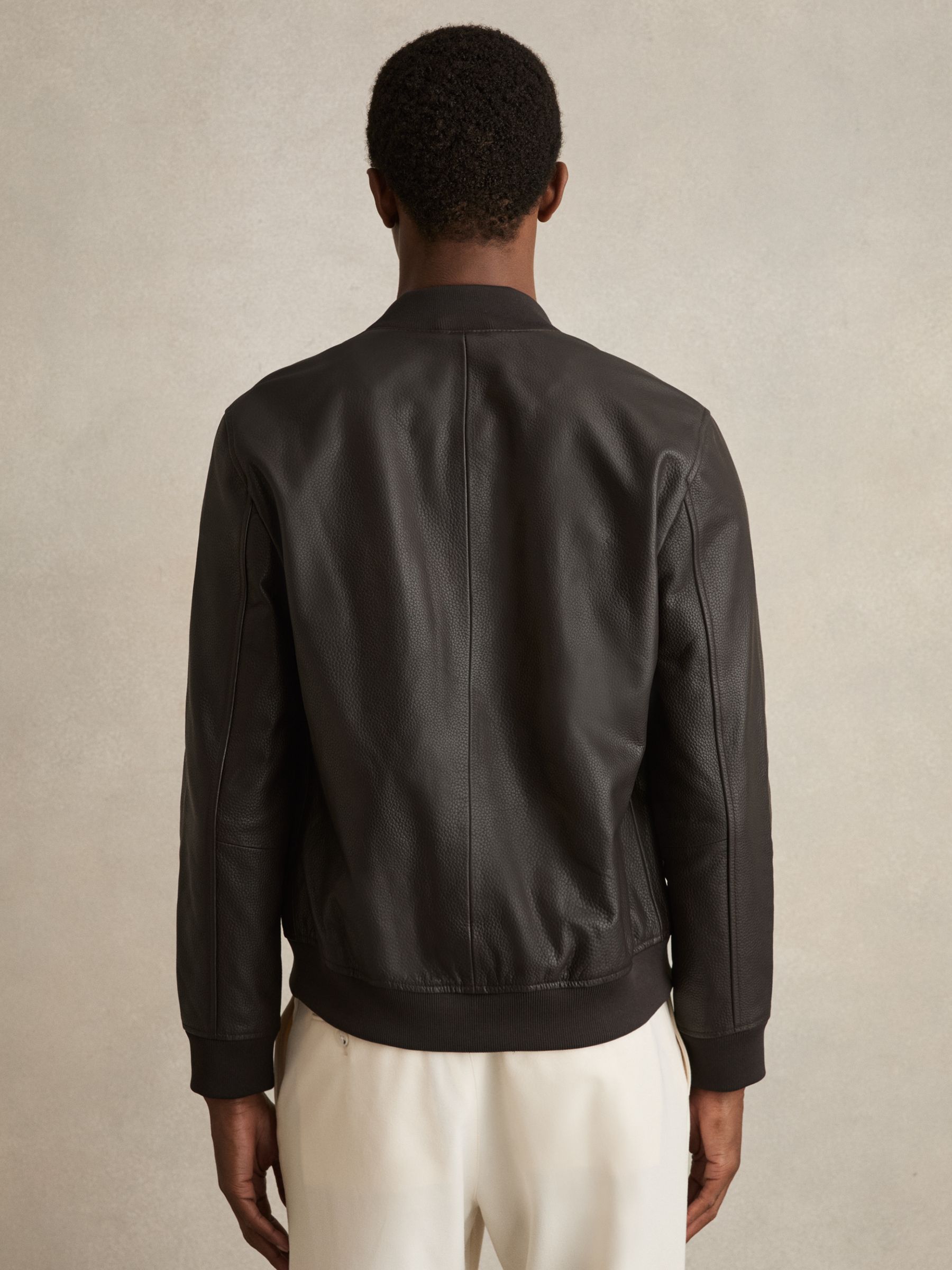 Leather Bomber Jacket in Brown