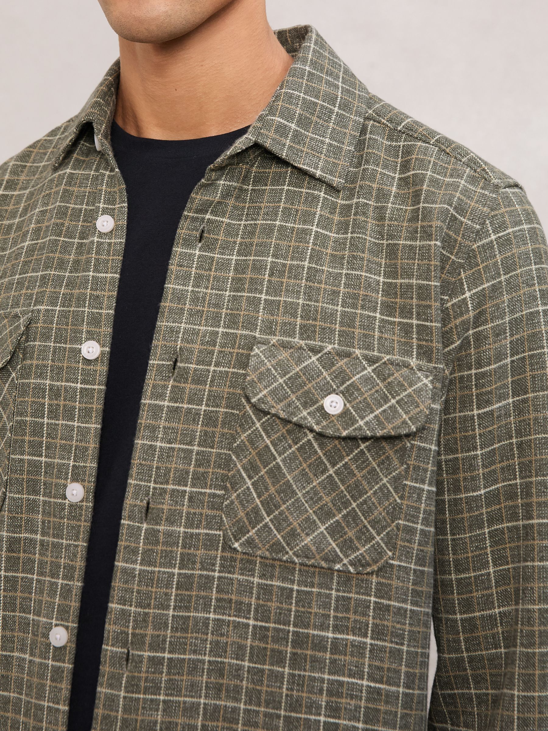 Check Twin-Pocket Jersey Overshirt in Grey