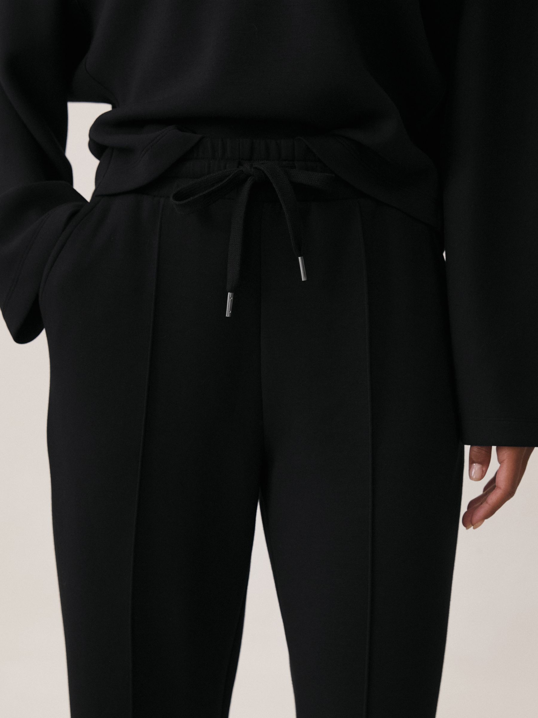 Petite Modal-Blend Interlock Wide-Leg Joggers in Black