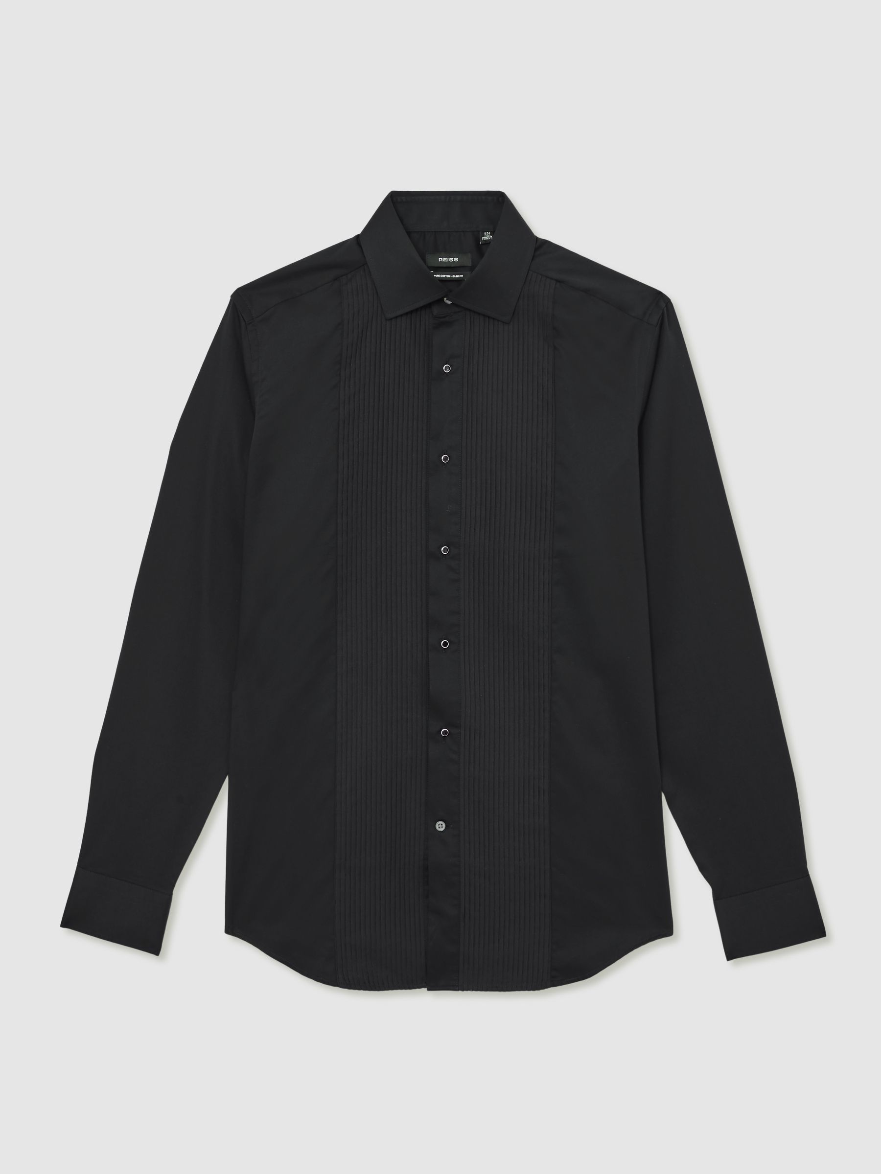 Slim Fit Cotton Dinner Shirt in Black
