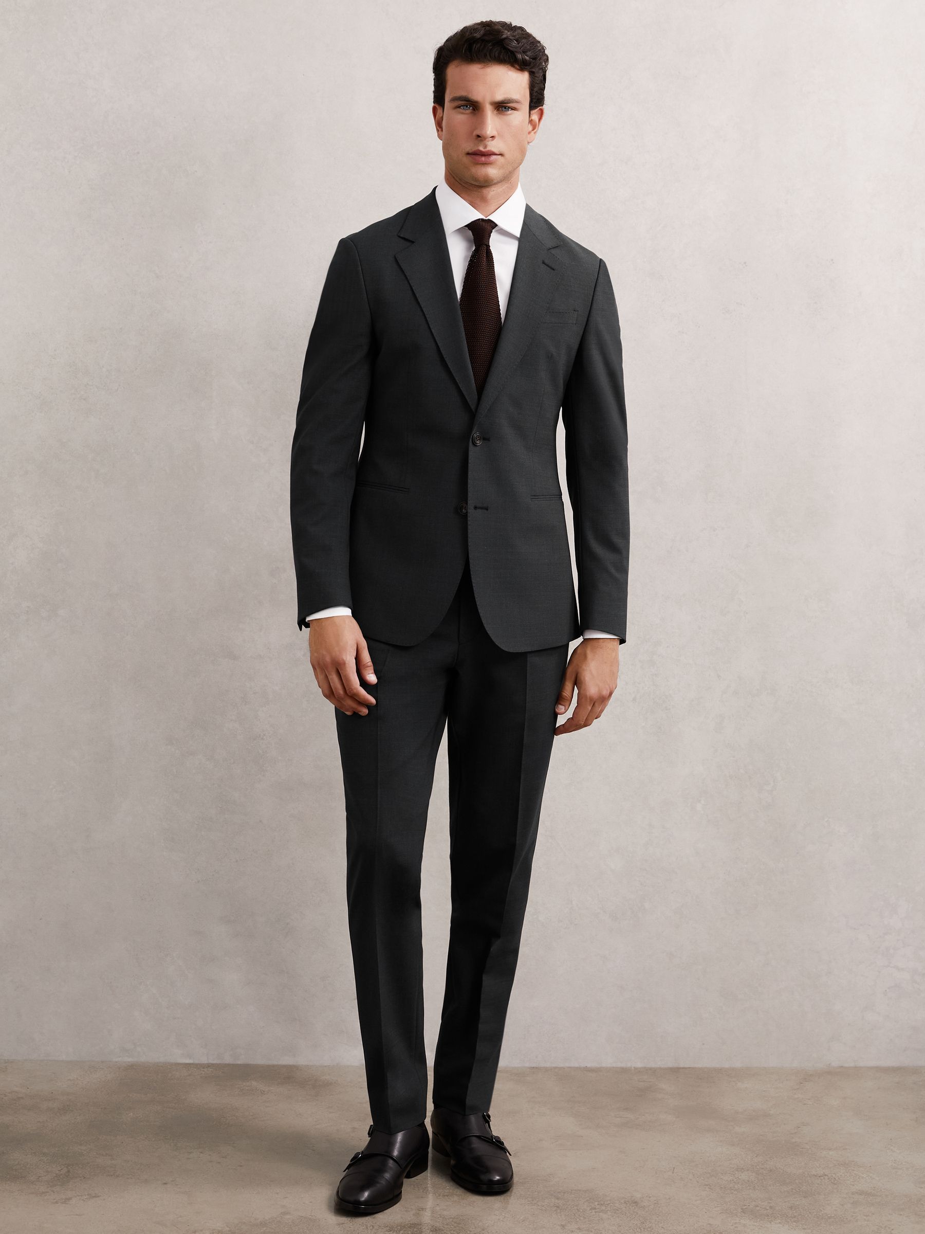 Slim-Fit Wool-Blend Suit Trousers in Grey