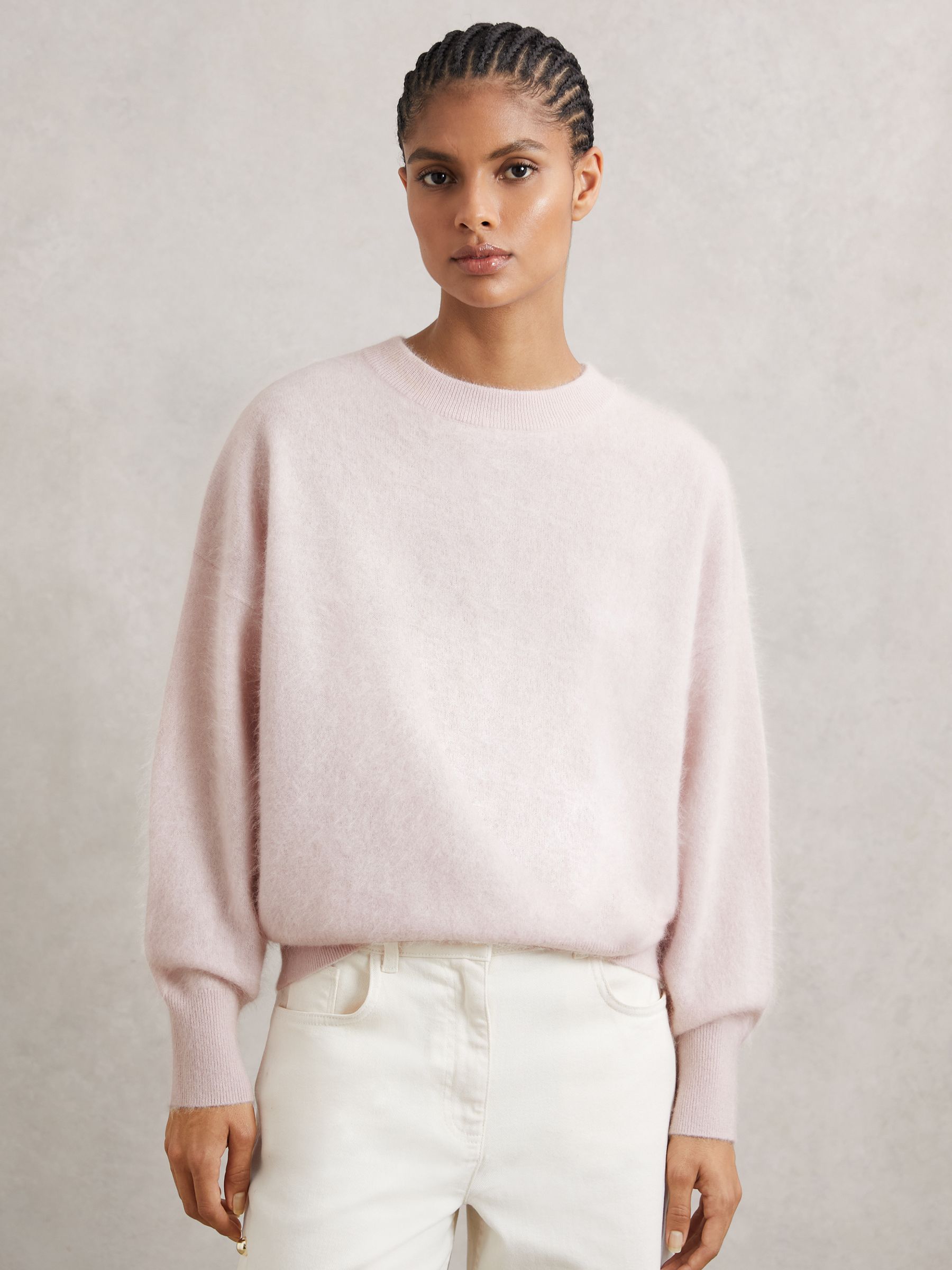 Brushed Cashmere Crew Neck Jumper in Oatmeal Neutral