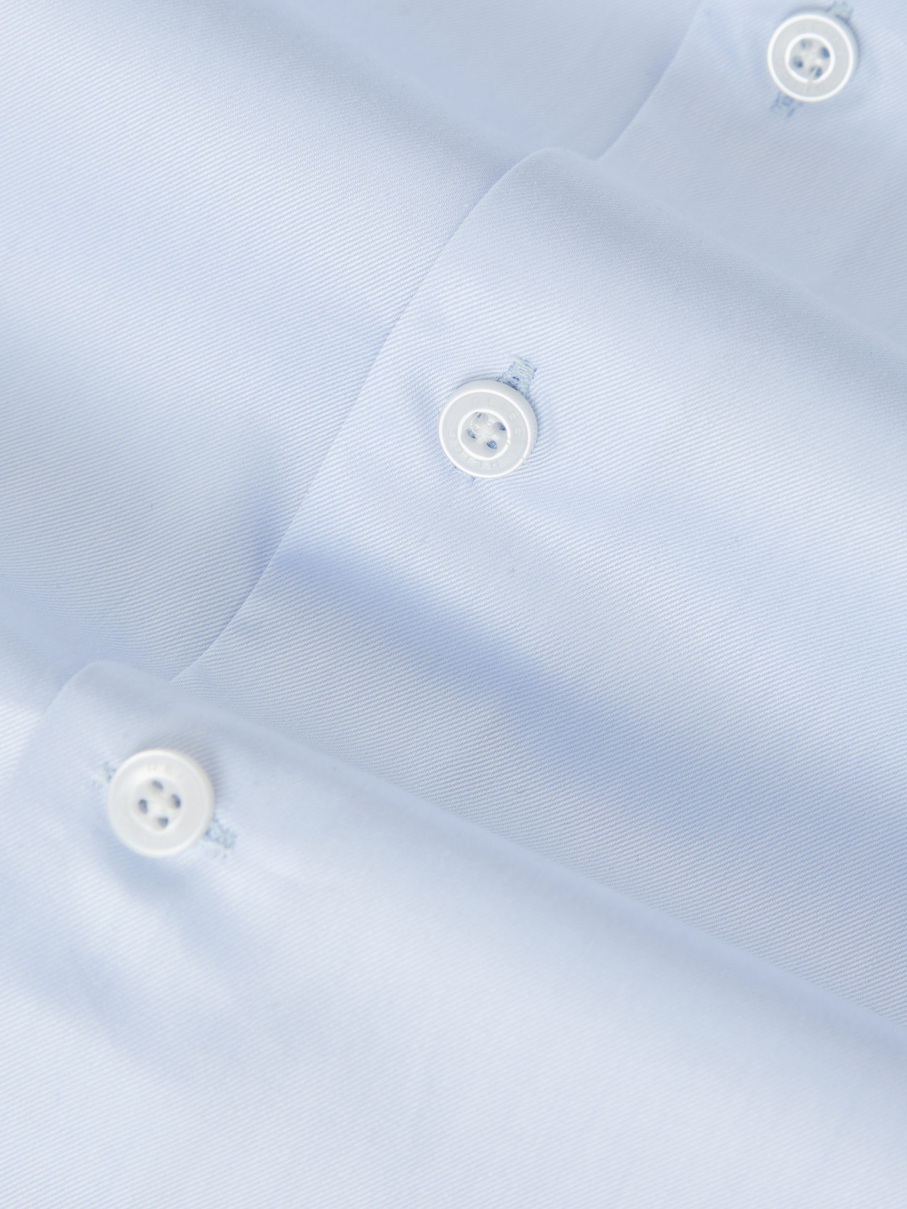 Regular Fit Cotton Double-Cuff Shirt in Soft Blue