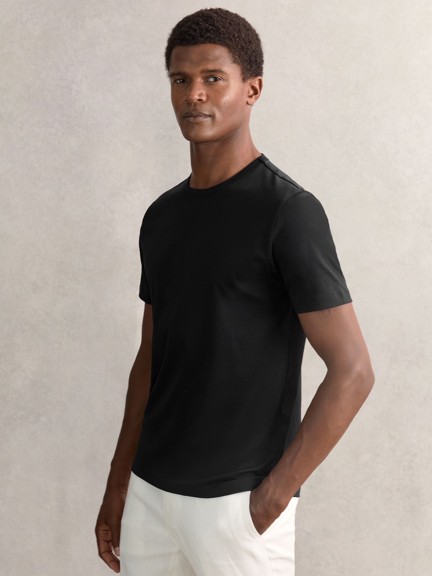 Airwater-Cotton Crew-Neck T-Shirt in Black