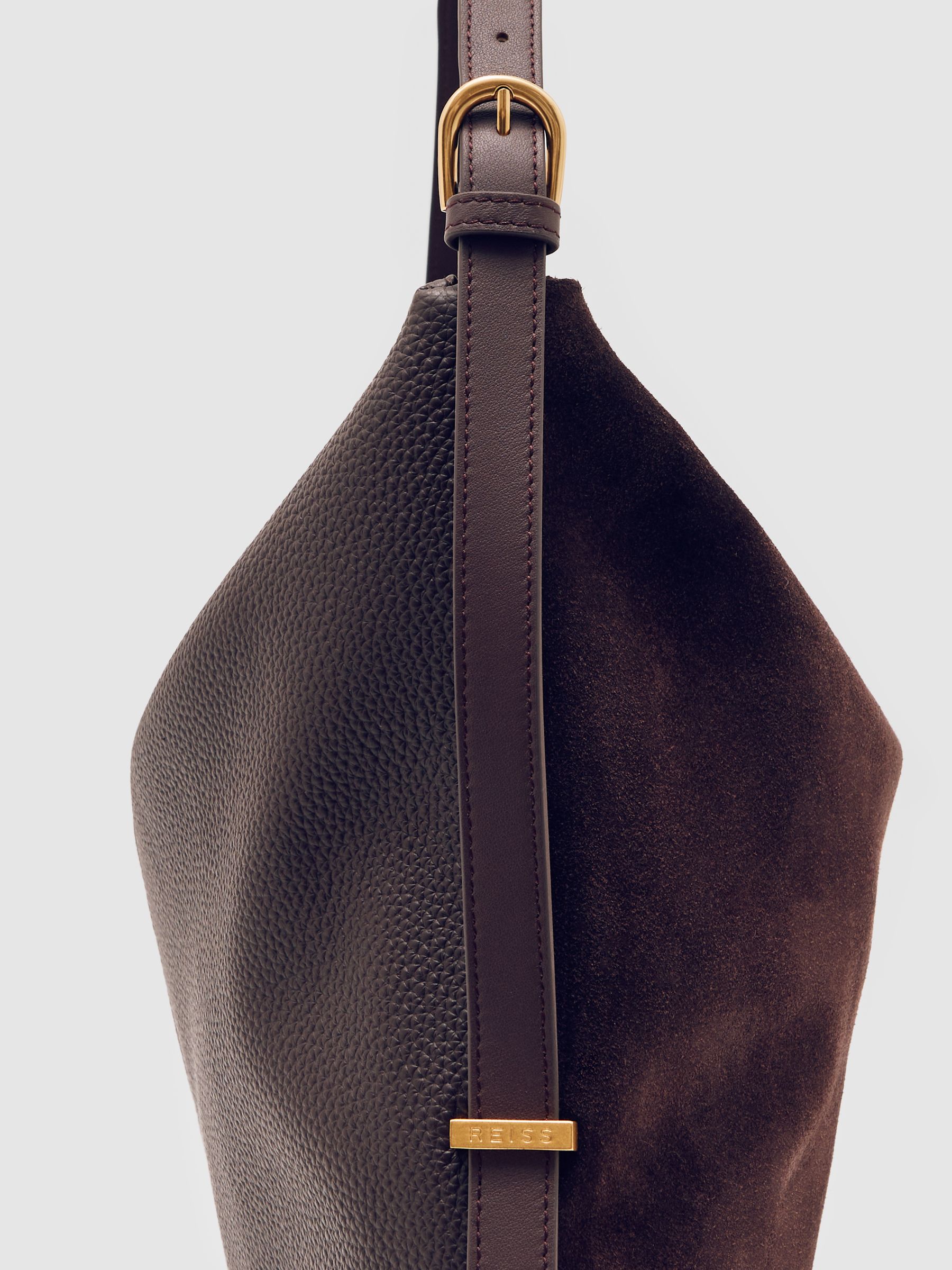 Grained Leather Tote Bag in Burgundy