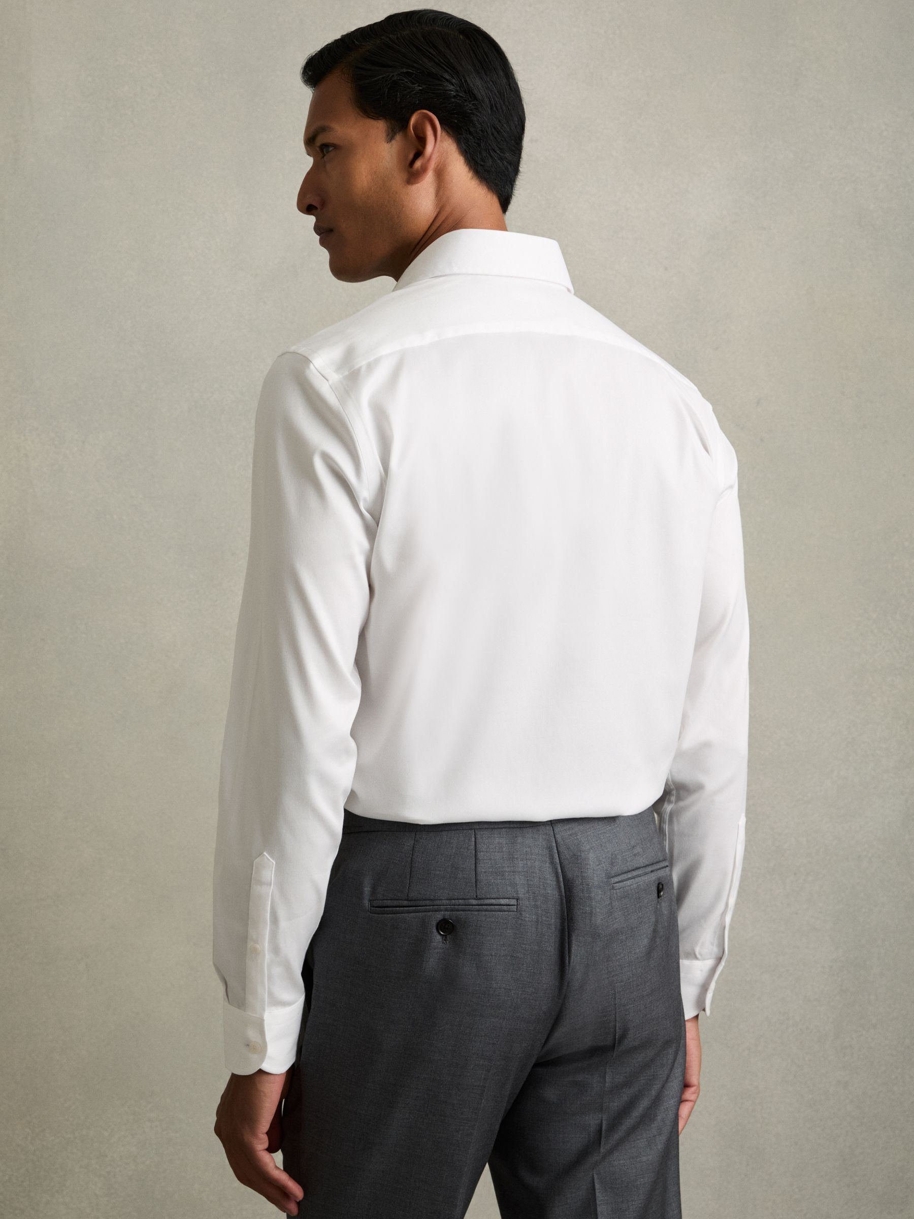 Regular Fit Cotton-Tencel Stretch Shirt in White