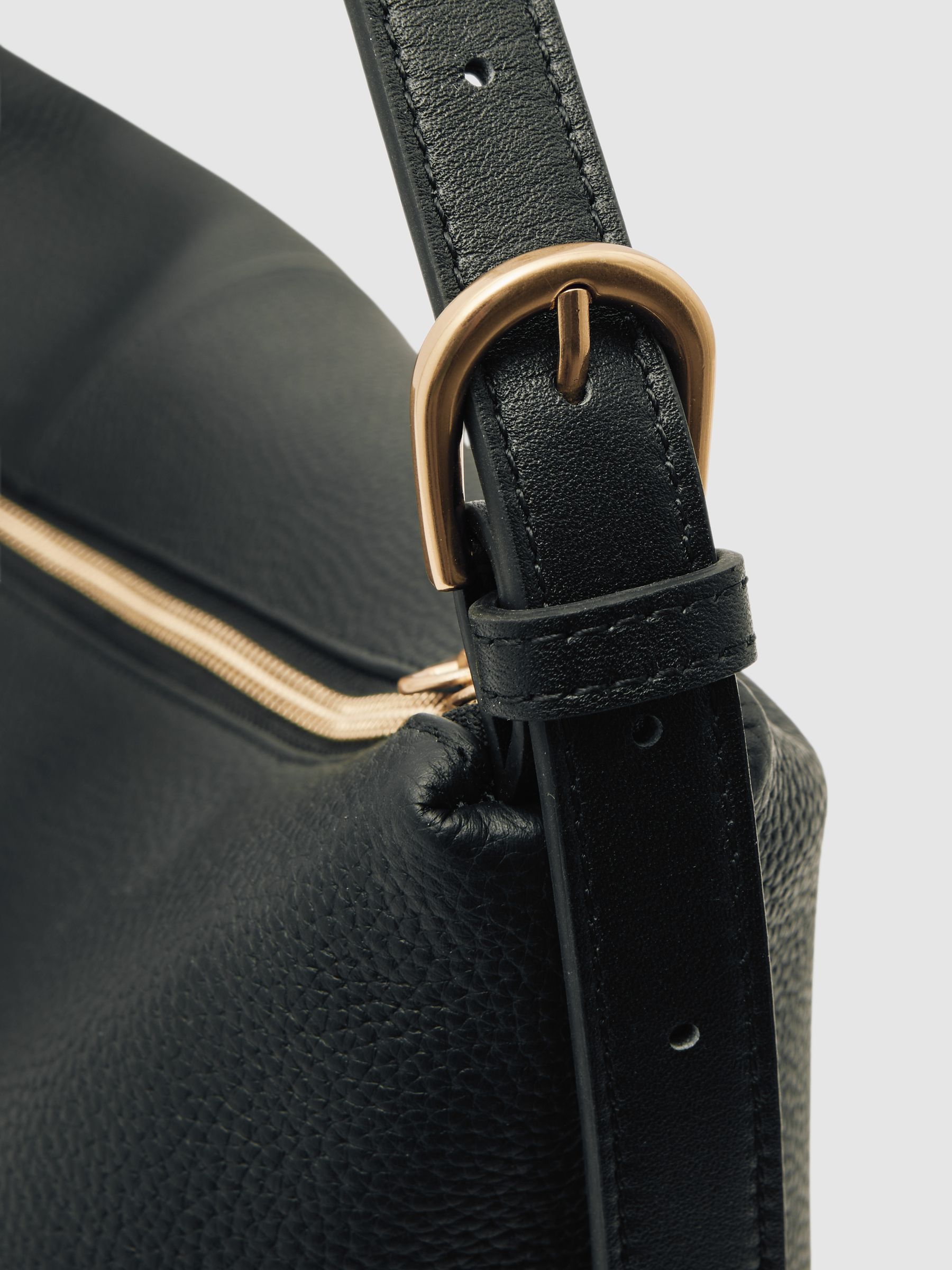 Grained Leather Tote Bag in Black