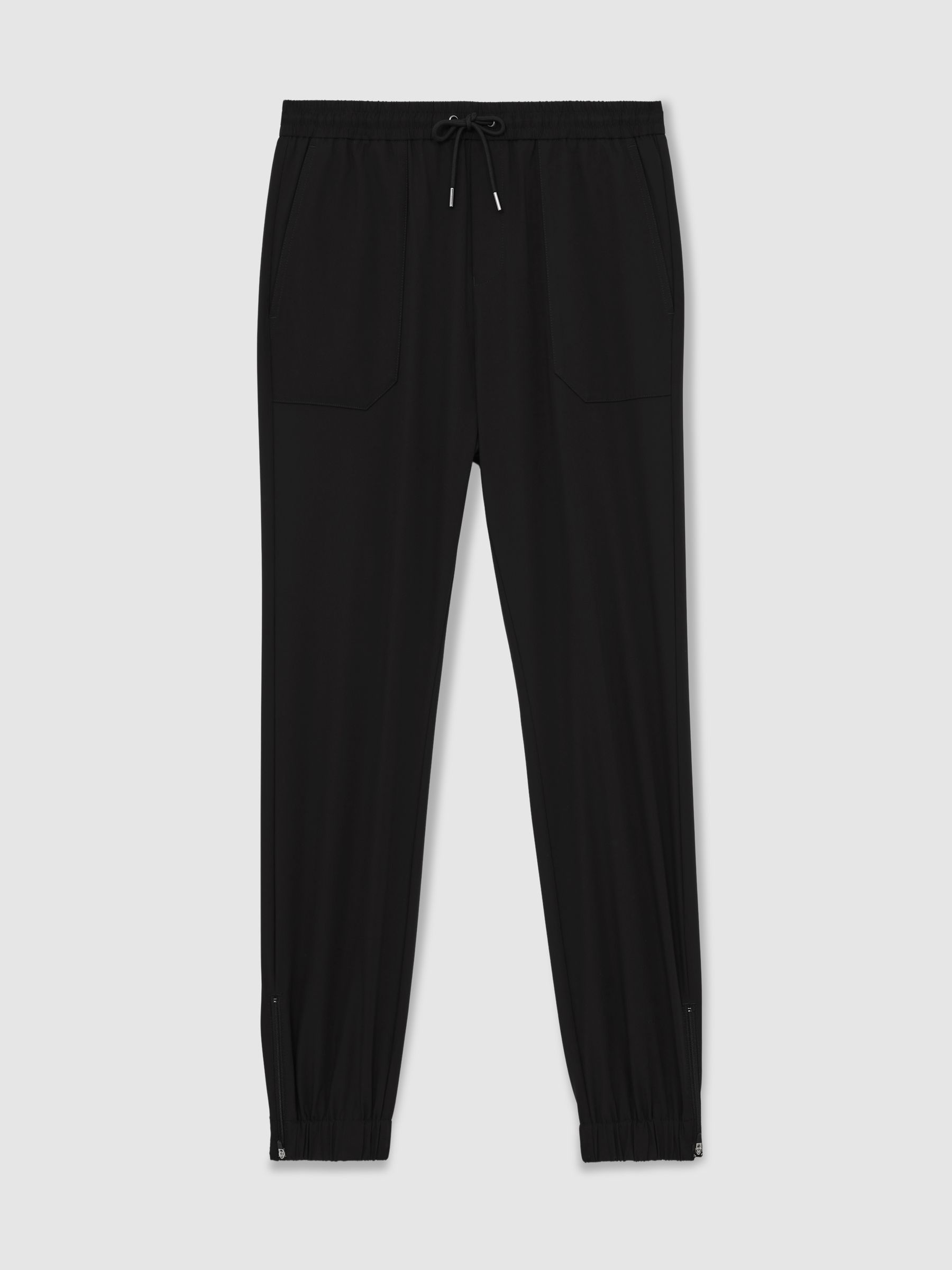 Stretch-Nylon Cuff Trousers in Black