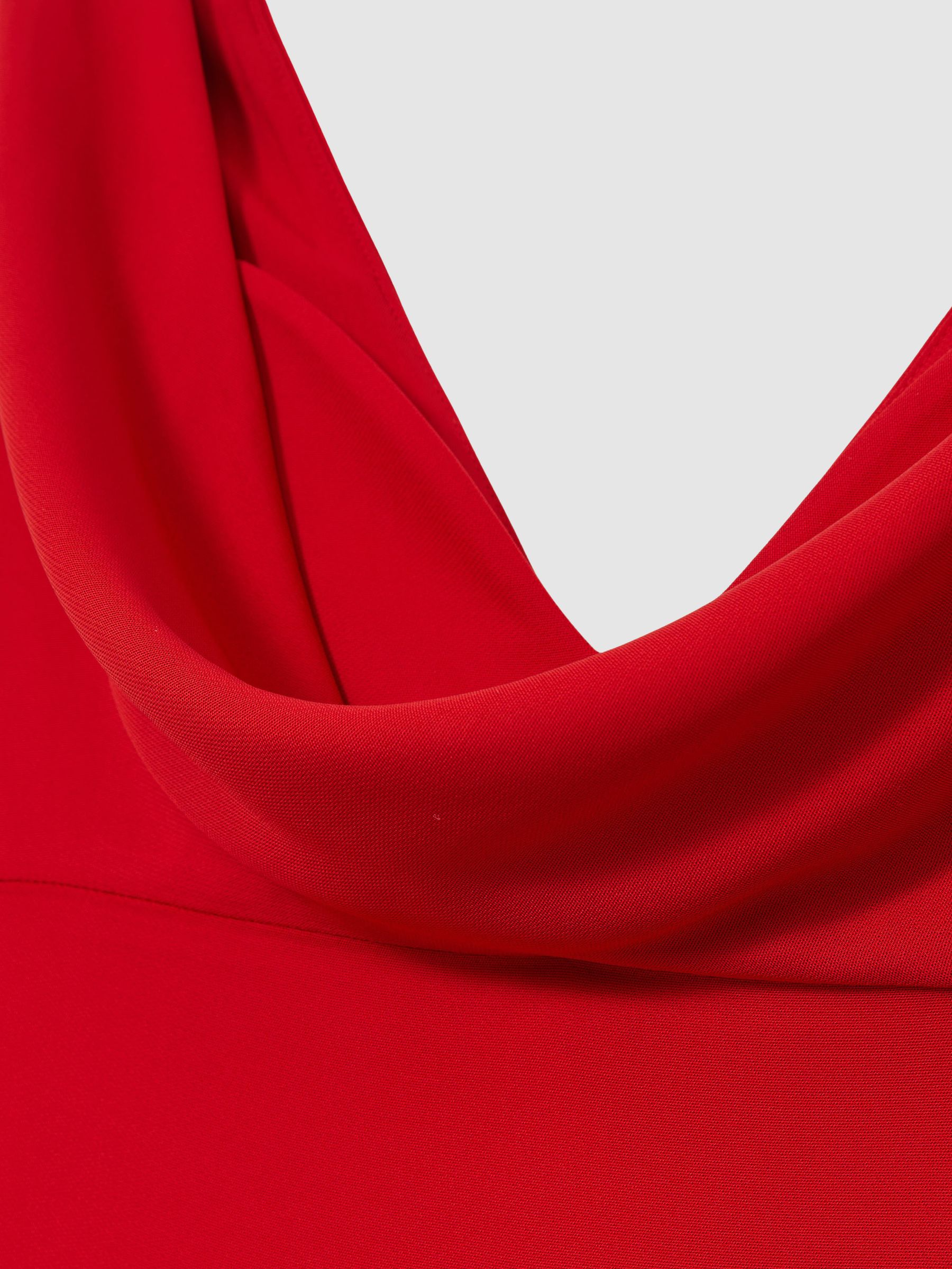 Cowl-Neck Sleeveless Maxi Dress in Red