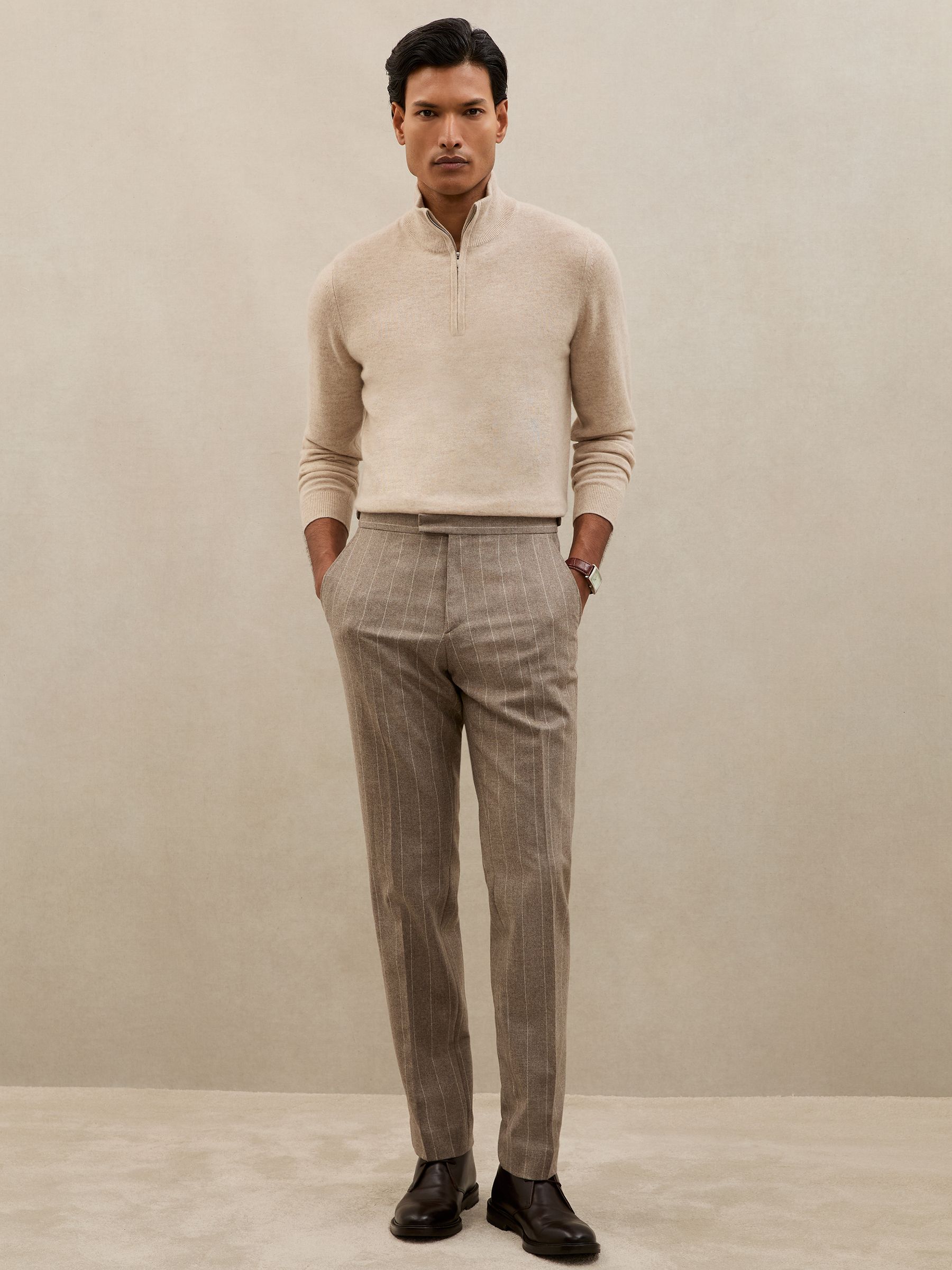 Atelier 100% Cashmere Half-Zip Jumper in Oatmeal Melange