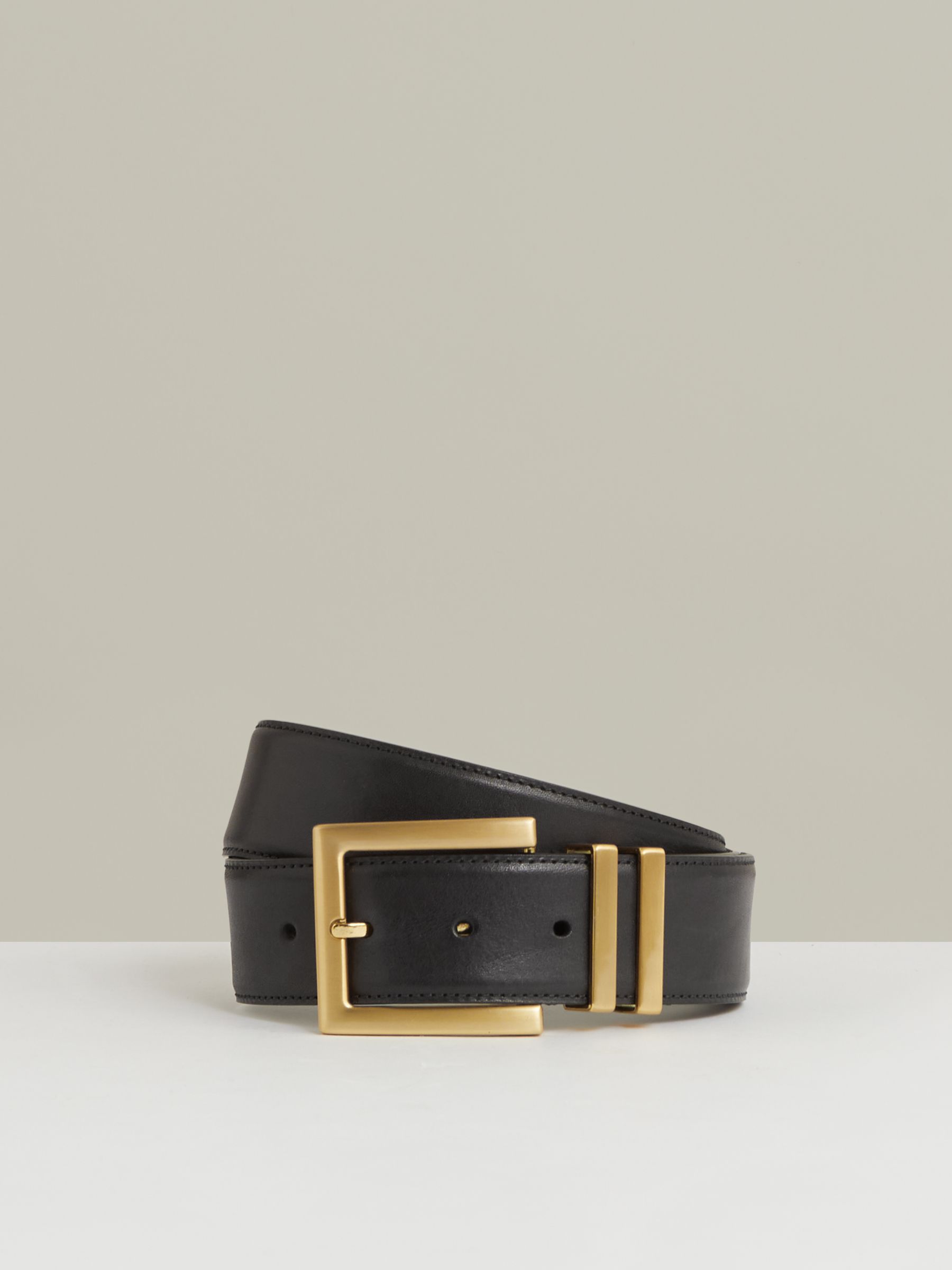Leather Square Buckle Belt in Tan