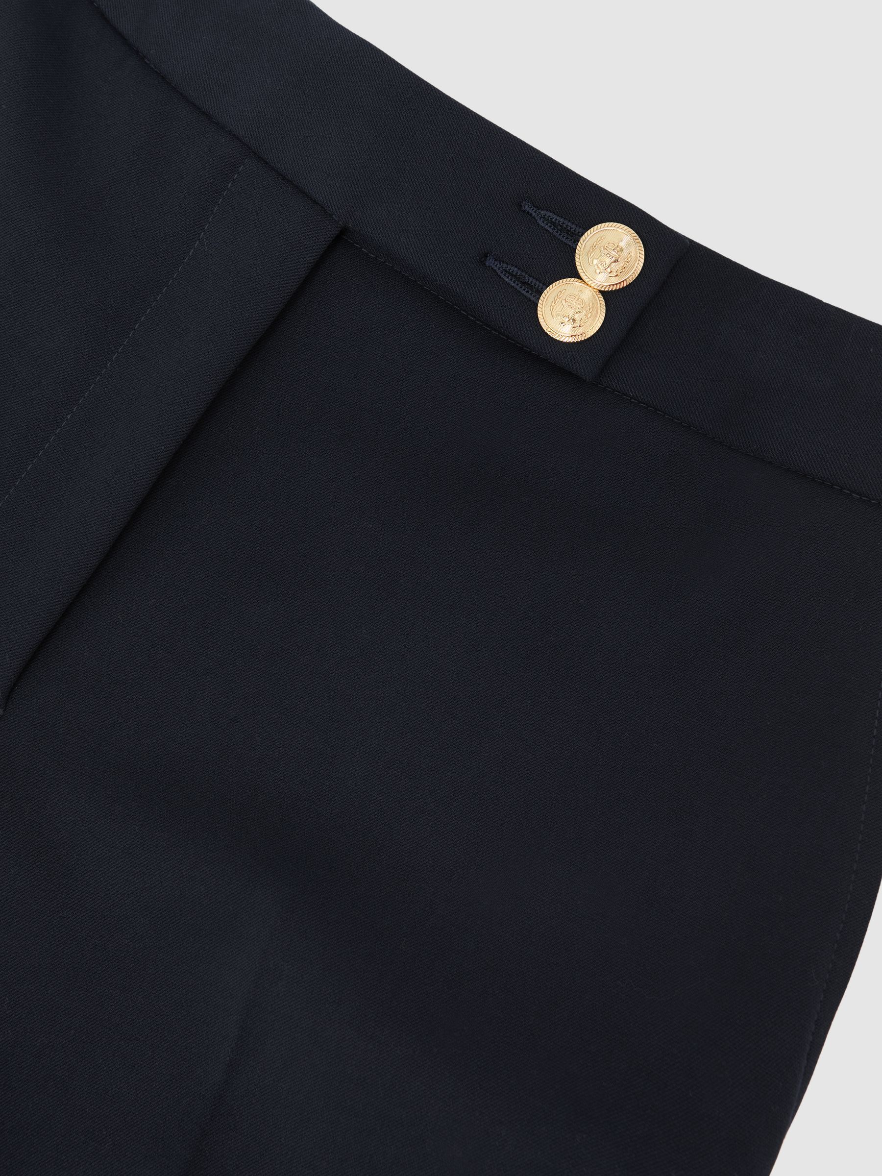 Tapered Button-Detail Trousers in Navy