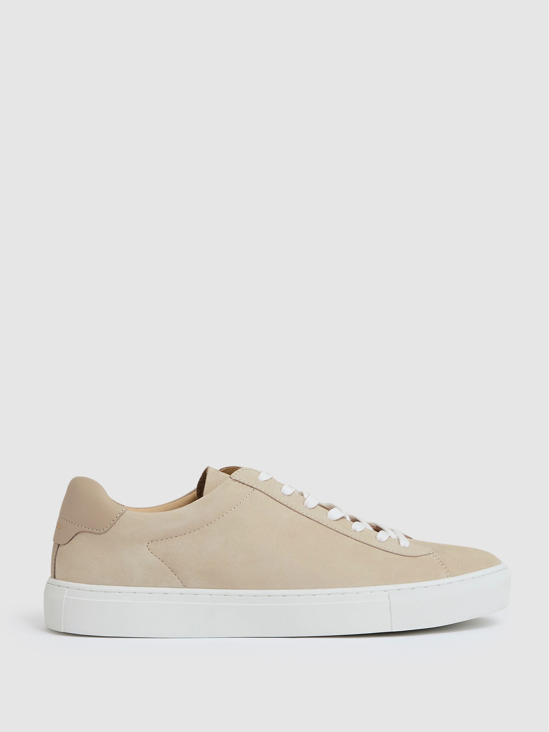 Nubuck Leather Low-Top Trainers in Ecru