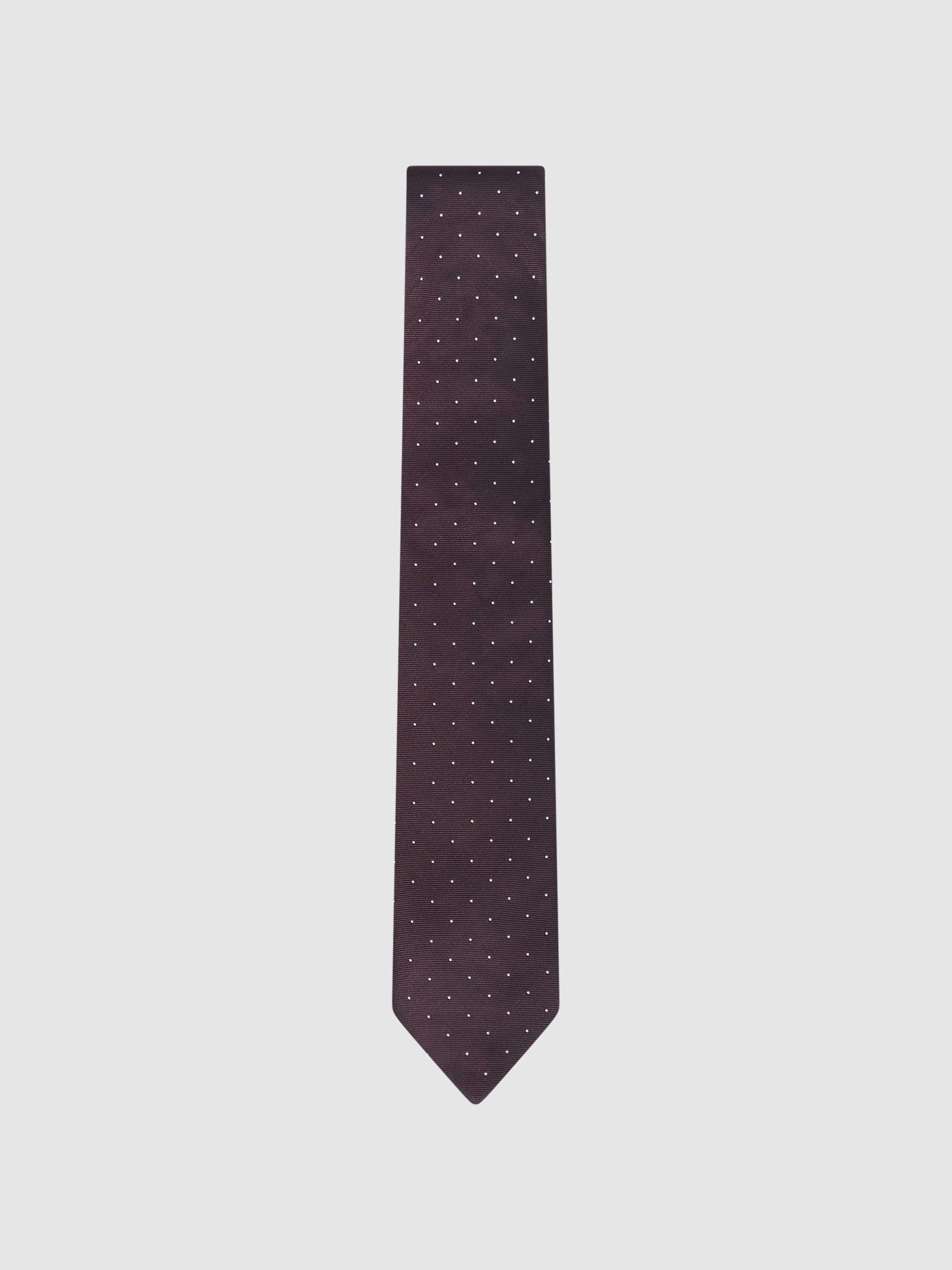 Polka Dot Silk Tie in Burgundy