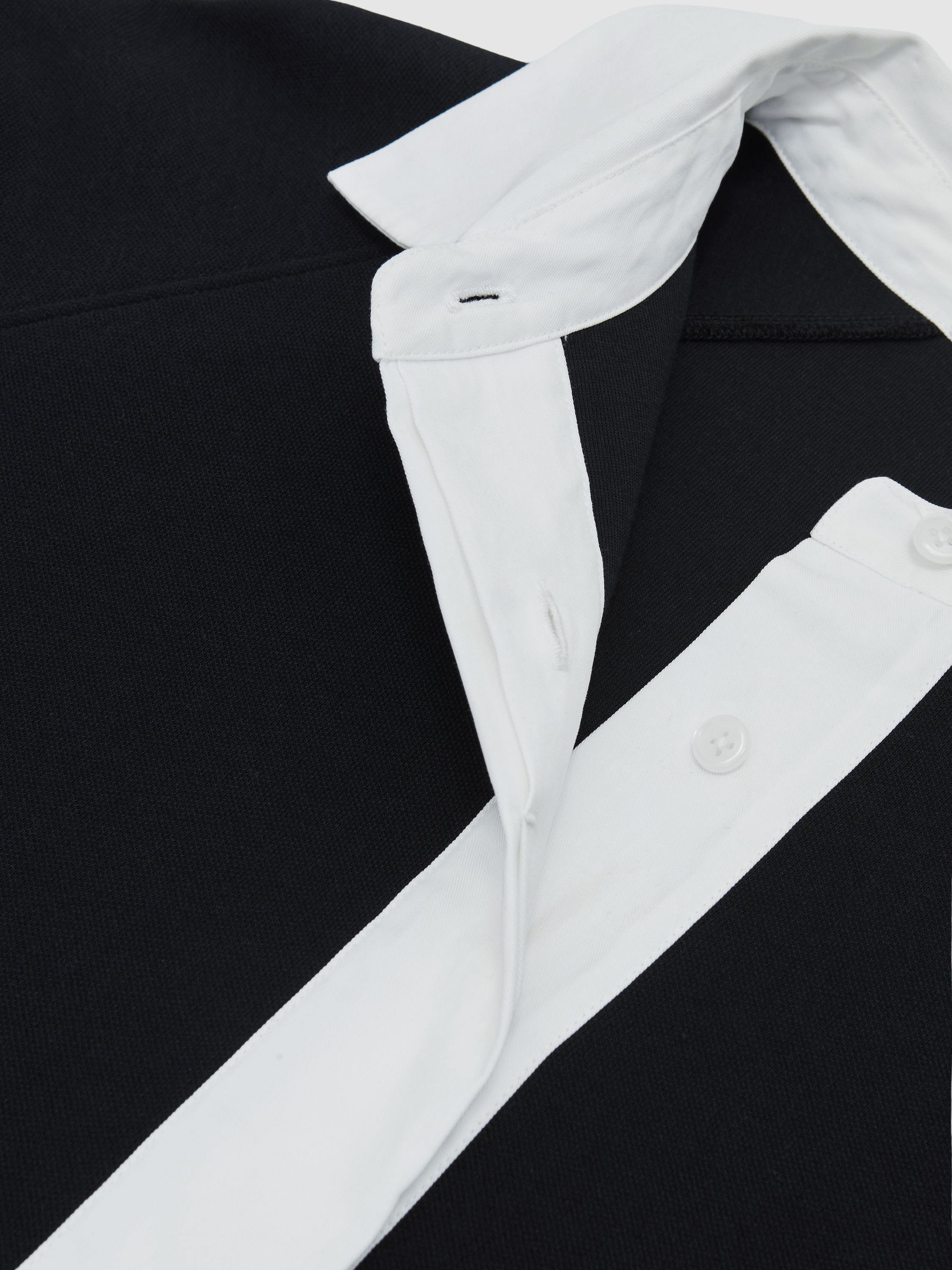 Interlock Contrast-Collar Sweatshirt in Black/White