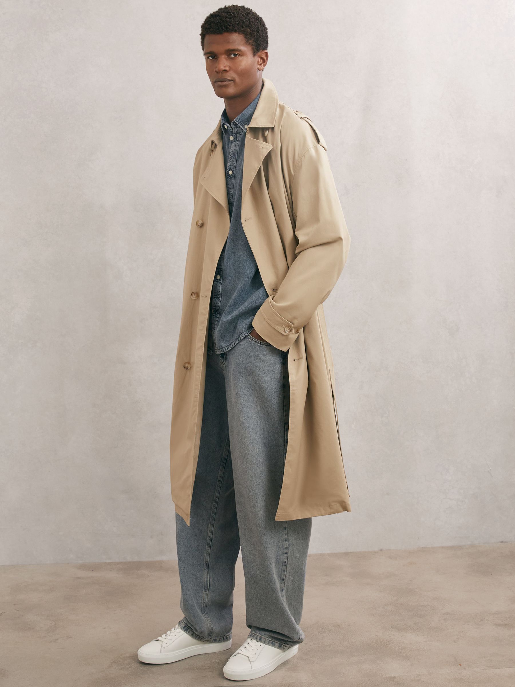 Les Deux Cotton Trench Coat in Dark Sand