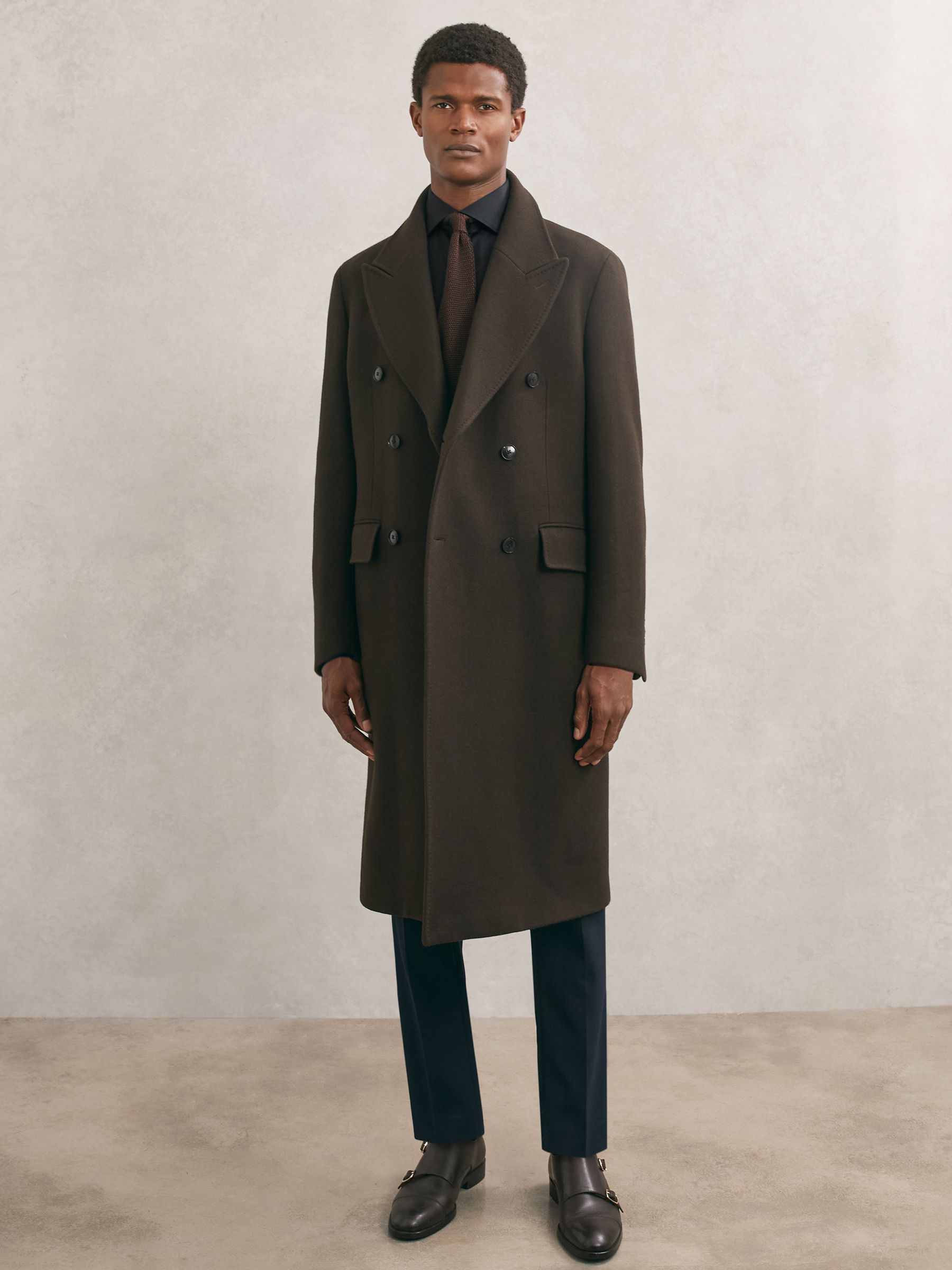 Regular Fit Stretch Double-Cuff Shirt Cotton-Blend in Navy