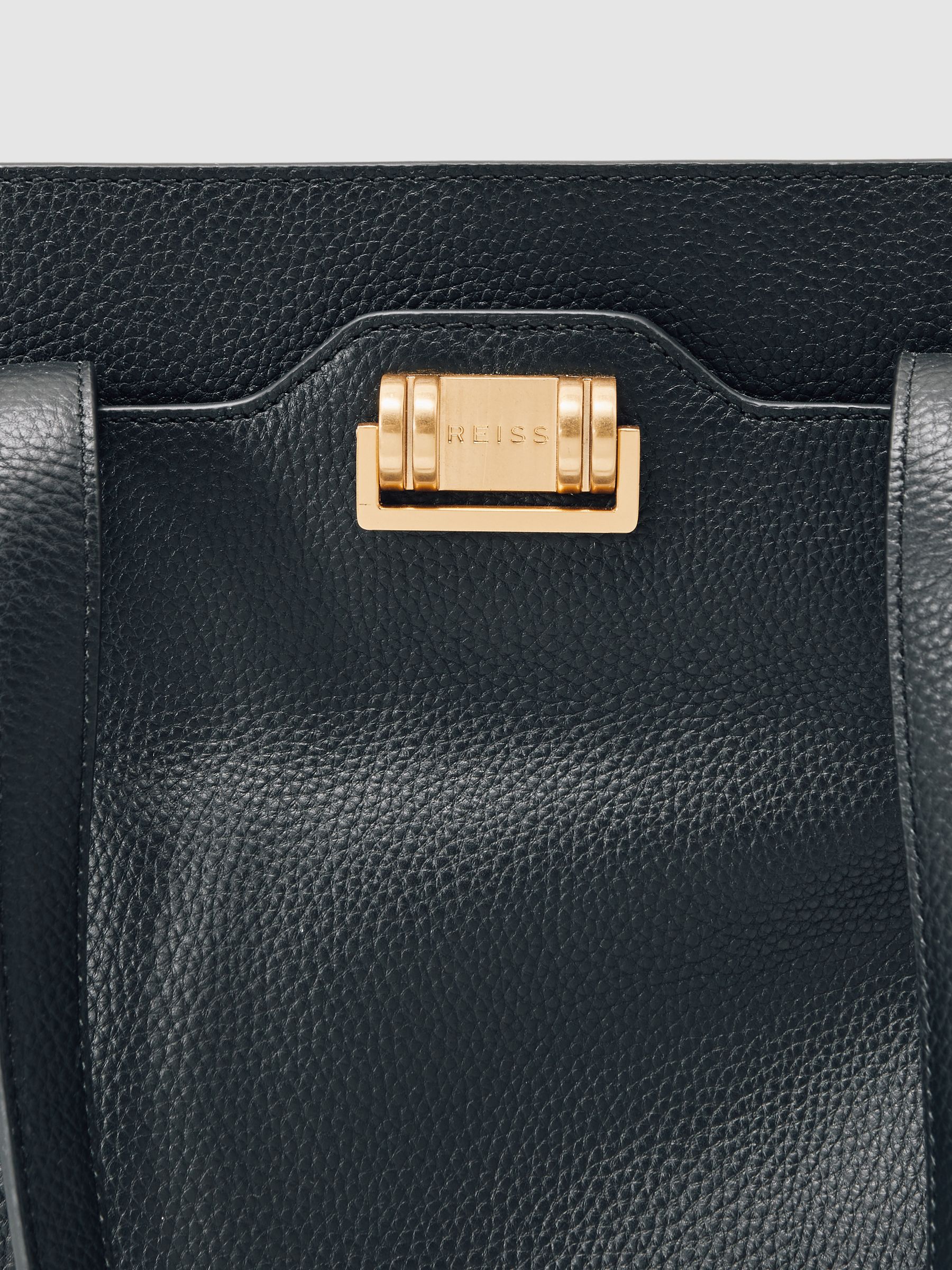 Grained Leather Tote Bag in Black