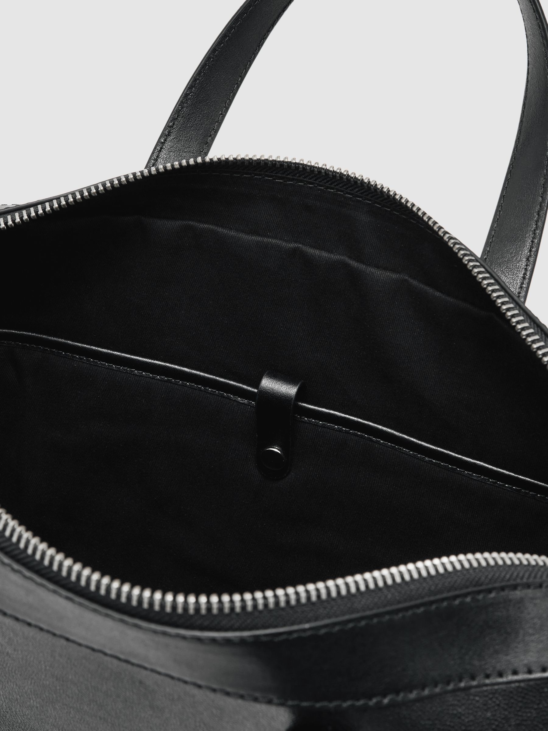 Micro-Grain Leather Briefcase in Black