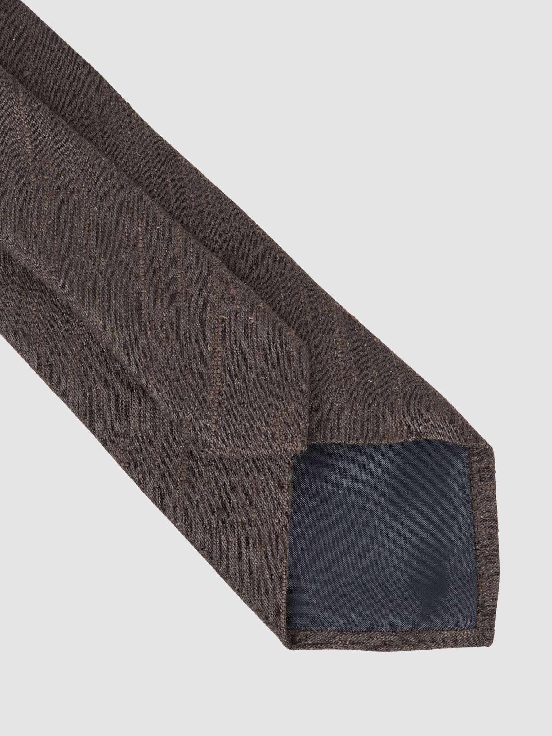 Silk Blend Textured Tie in Chocolate Brown