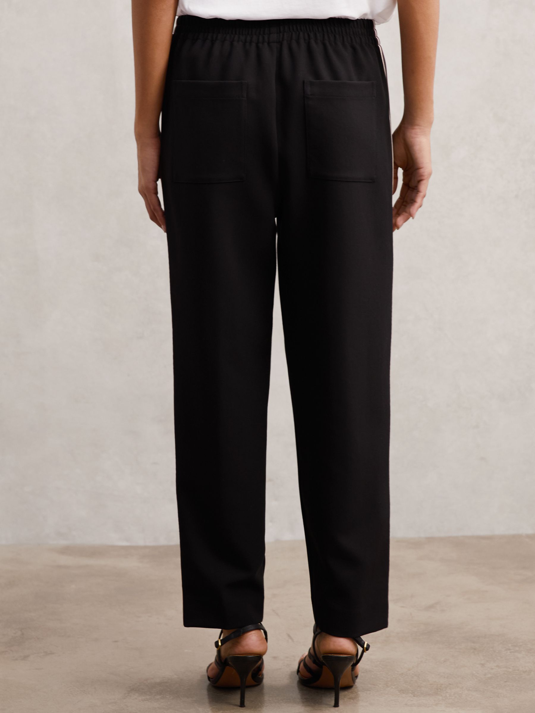 Side-Stripe Tapered Trousers in Black